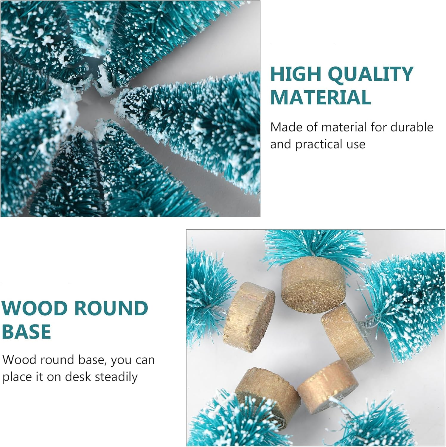 VALICLUD Christmas Tree, Mini Christmas Tree Decoration Tabletop, 24 Pieces, Snow Frosted Tree with Wooden Base for Christmas Party Office Restaurant Home Decor (Teagle) image number 3