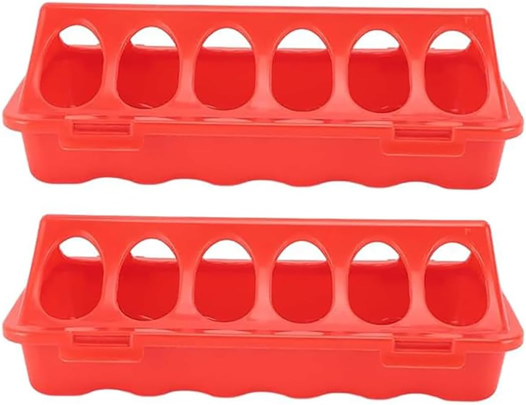 2 Pieces Bird Feed Dish for Pigeons, 6 Slot Feeder Pigeon Parrot Chicken, Chick Feeder and Waterer, Durable Water Trough for Efficient Animal Feeding and Easy image number 3