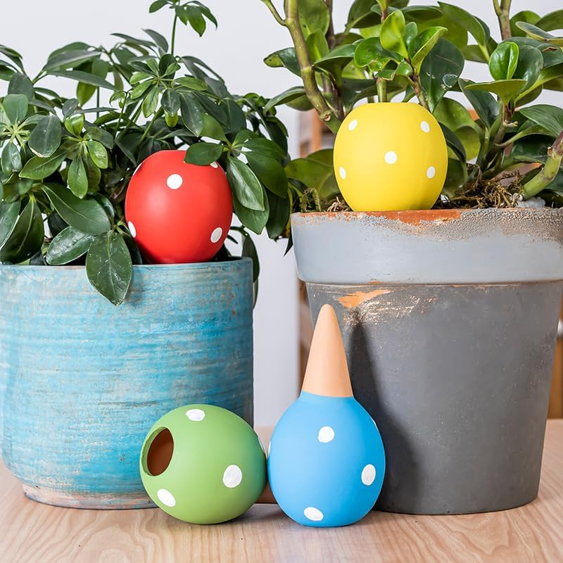 Terracotta Plant Watering Globe Set, 4Pcs Terracotta Self Watering Device Plant Watering Globe, Mushroom Self-Watering Spike, Mushroom Self-Watering Spikes for Indoor Plants image number 3