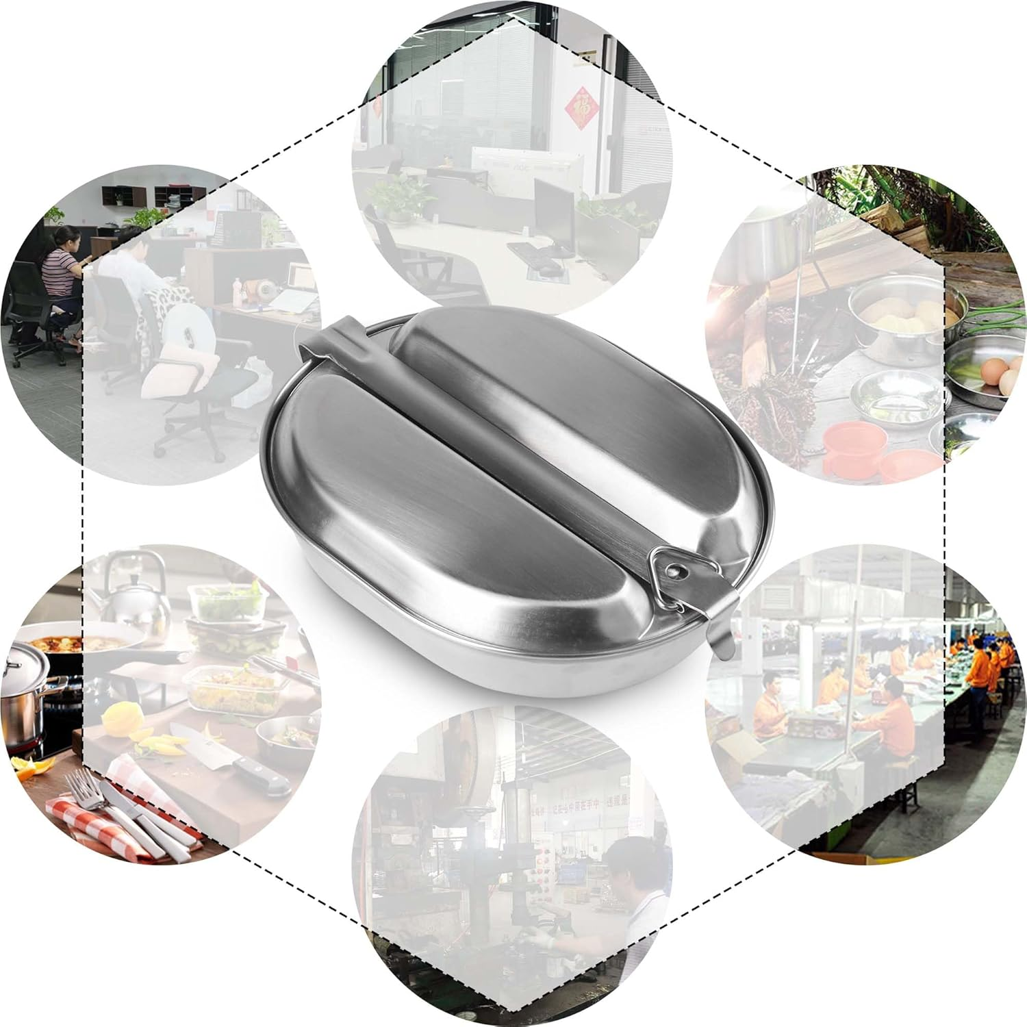 Goetland 304 Stainless Steel US Military Mess Kit Plate Set GI Type Outdoor Camping Hiking Picnic BBQ Beach - Mess Kit - No Utensils image number 6