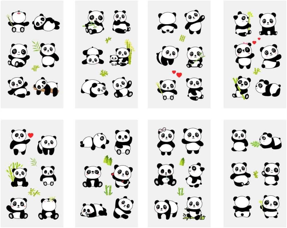 120 PCS (24 Sheets) Panda Temporary Tattoos, Birthday Decorations Panda Party Favors image number 2