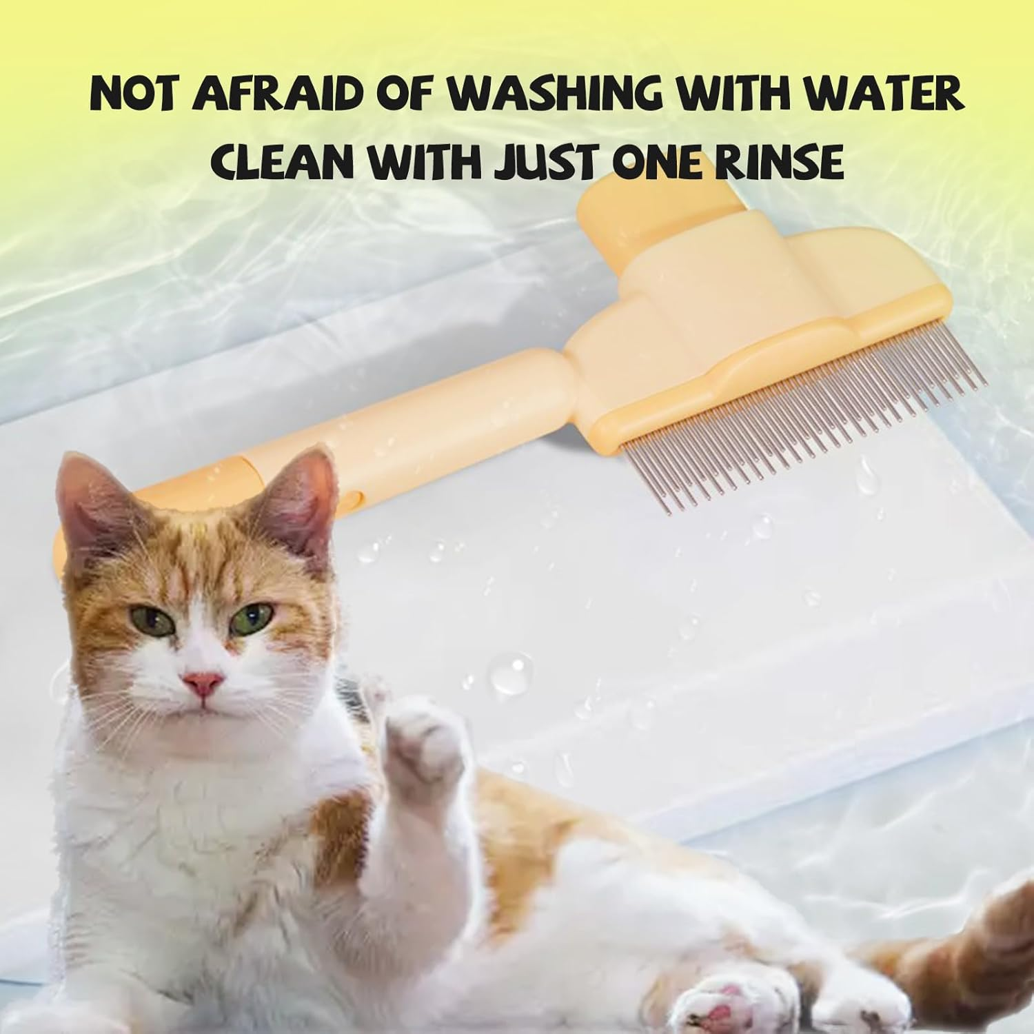 2 Pack Pet Comb Set Pet Hair Removal Brush Cat Dog Comb with Release Button with Stainless Steel Teeth,Gentle on Skin for Long Short Hair Pets,Banana Yellow Mint Green Suitable for Long and Short Hair image number 4