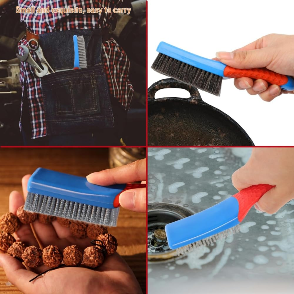 Stainless Steel Wire Metal Cleaning Brush, Used for Removing Rust and Dirt, Paint Scrubbing, 2 Pieces of Hard-Bristled Scraper Brush image number 1