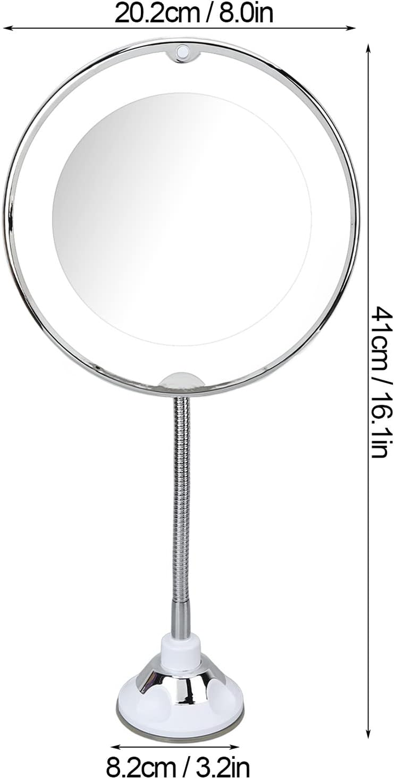 10X Suction Cup Makeup Mirror, 8 Inch Makeup Mirror with White Light for Makeup image number 1