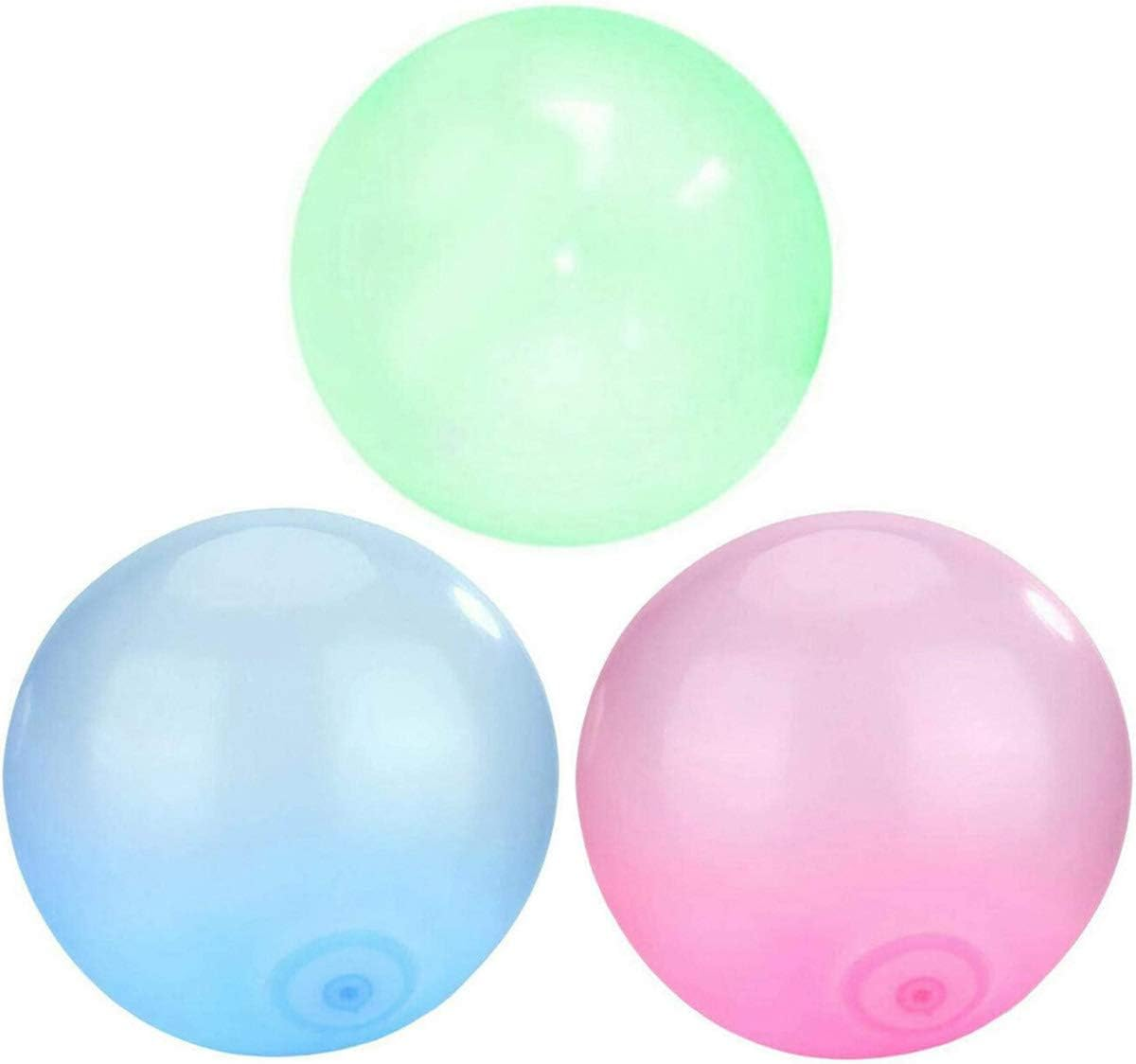 3Pcs Outdoor Fun Inflatable Bubble Balls, TPR Transparent Bounce Balloon for Outdoor Activities