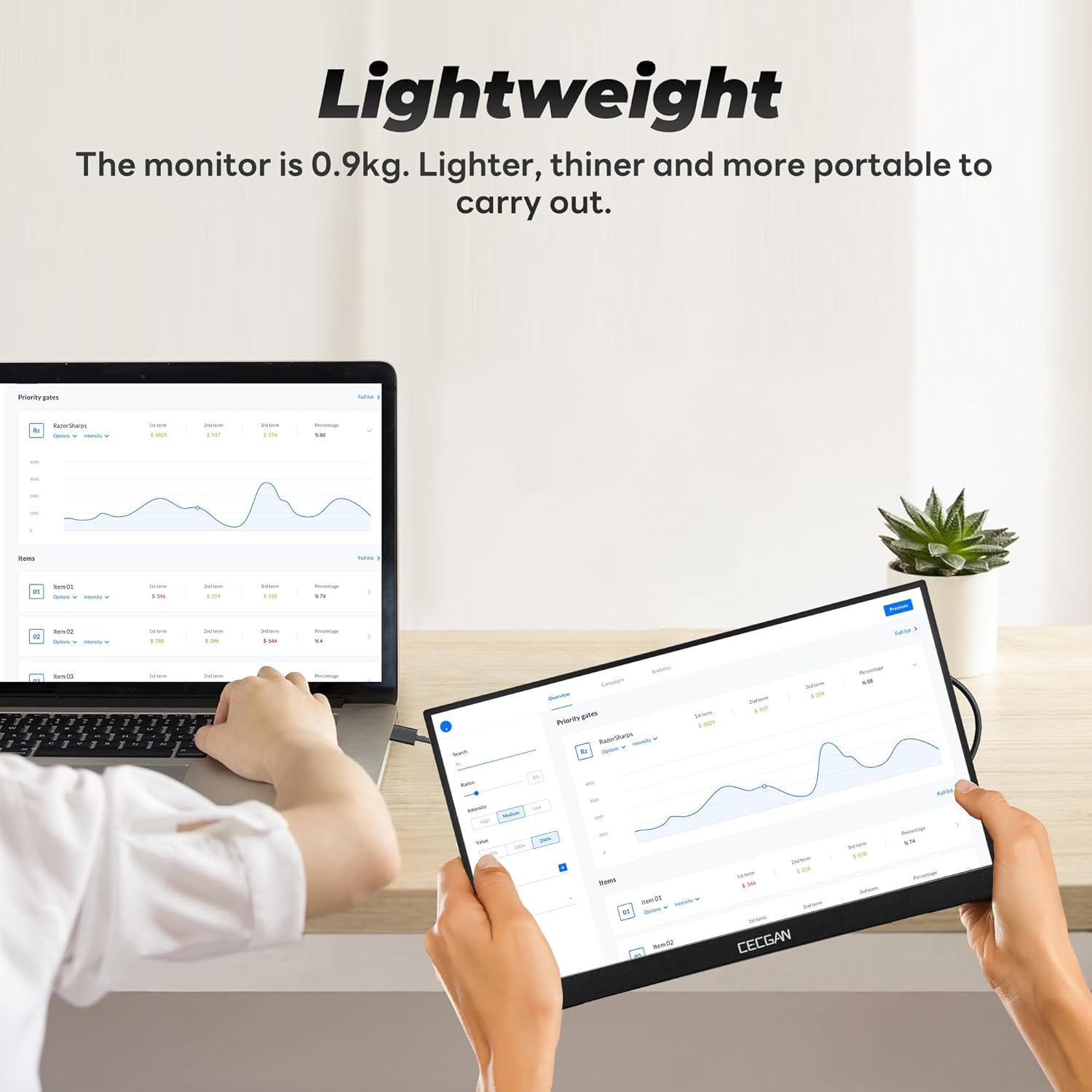 15.6 Inch Portable Monitor, 1080P FHD, Adjustable Angle Bracket, Protective Sleeve Bag, Dual USB-C & HDMI Second Monitor for Laptop, PC, Phone, Mac, Switch, HDR IPS Gaming Display, VESA Compatible. image number 4