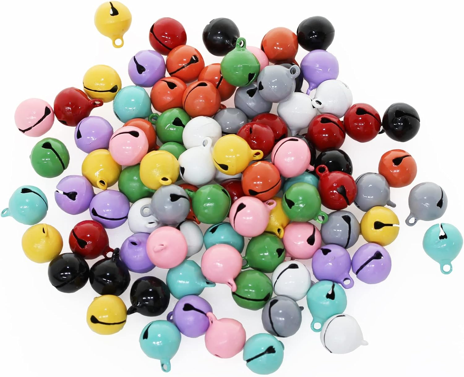 100Pcs Jingle Bells, Betterjonny 14Mm Small Craft Bells 10 Sweet Colors Metal Bells Pet Bells for DIY Christmas Party Decorations and Jewelry Making