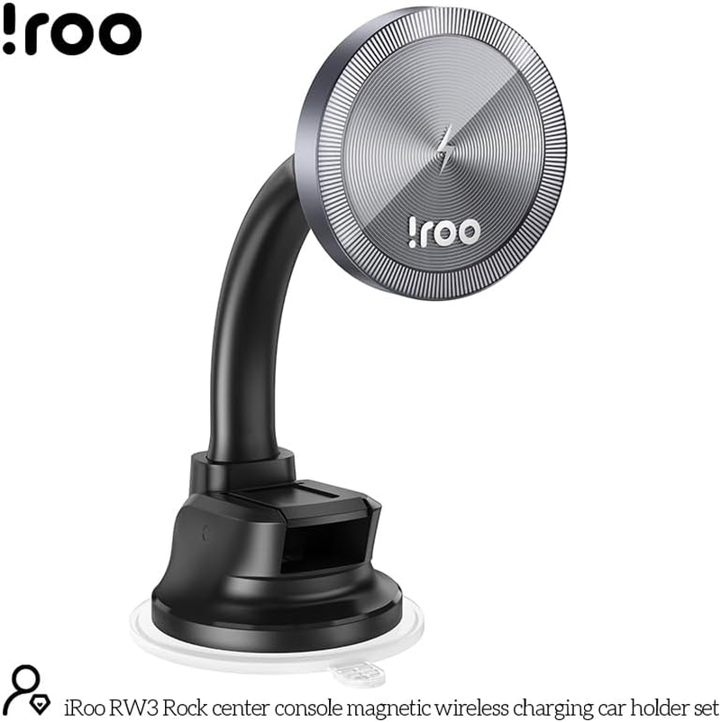 Iroo RW3 | Fast 15W Magnetic Wireless Charging Dashboard/Windscreen/Air Ven Univeral Phone Holder image number 3