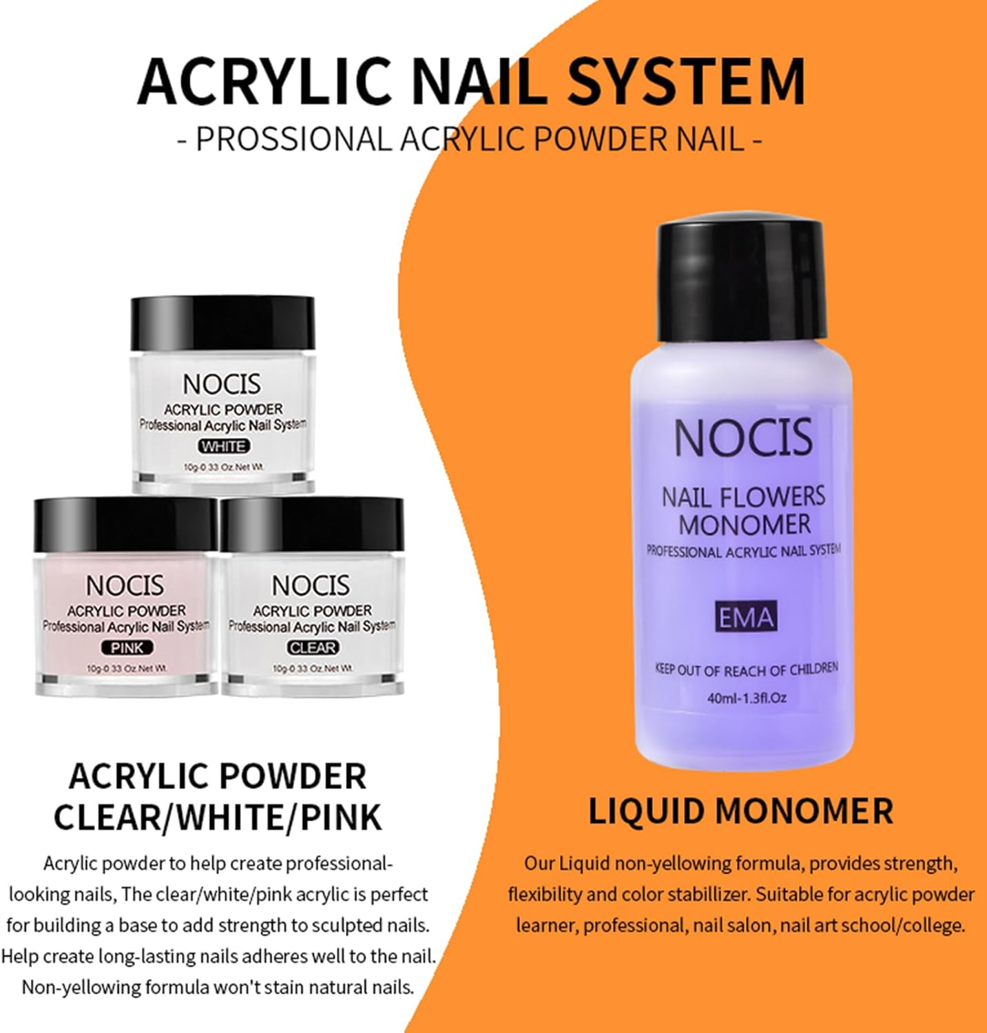 Acrylic Nail Kit with Acrylic Powder, Liquid Monomer, Nail Pens, Nail Forms for Extension & Carving - MMA- EMA Monomer with UV Stabilizers, Bubble- Powder for DIY & Salon Use image number 4