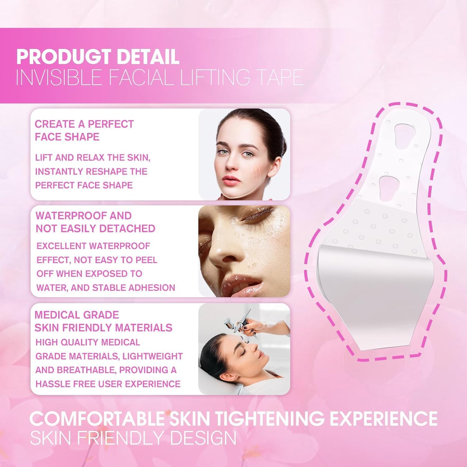 Face Lift Tape Invisible,120Pcs Facelift Tape, Instant Face Tape Strings for Lifting Sagging Skin,Faces Tapes Lifting Invisible for Eyes and Brows,Face and Neck Cosmetic Tapes for Makeup image number 4