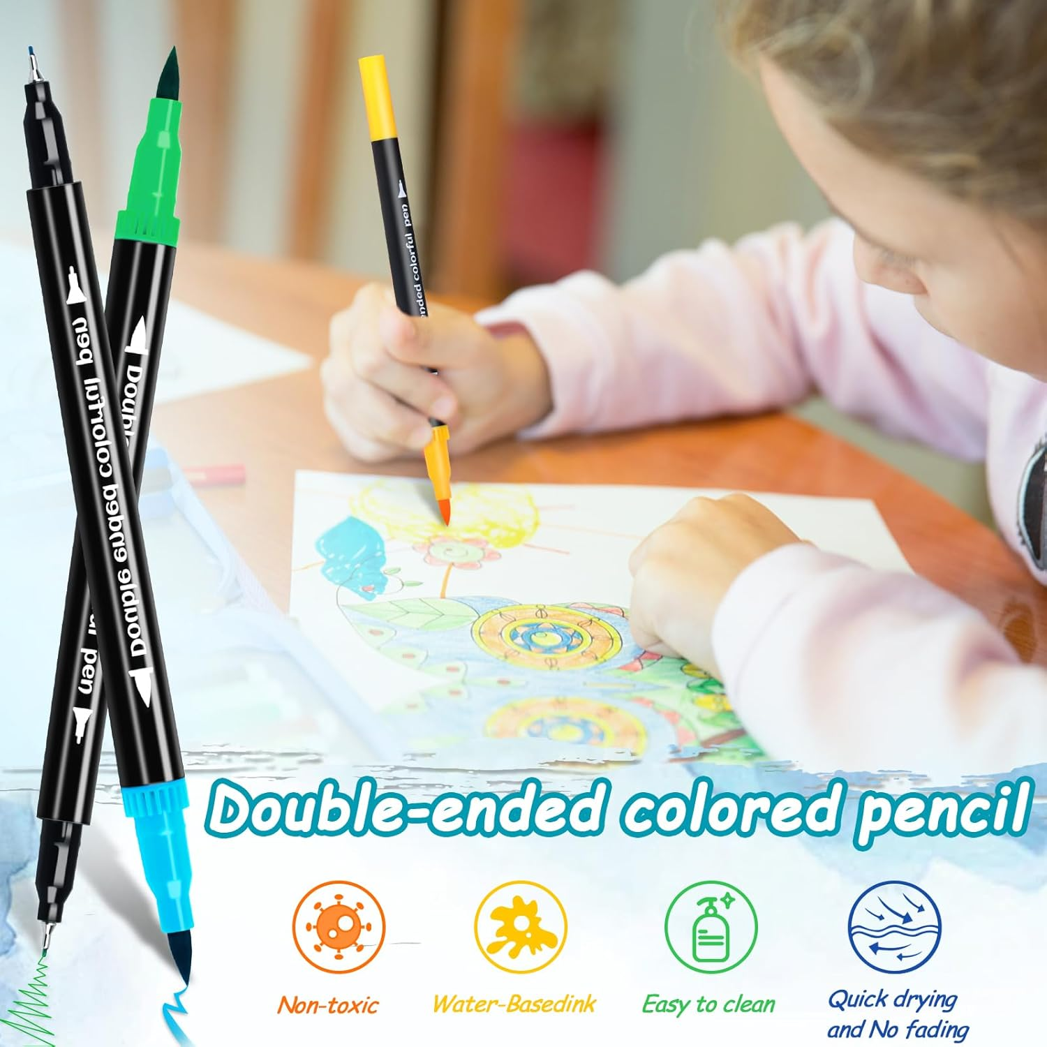 72 Colors Dual Markers Brush Pens, Art Markers Colored Pens for Adult Coloring Books, Brush and Fine Point Dual Tip Artist Colored Marker Set for Drawing Adult Coloring Hand Lettering image number 3