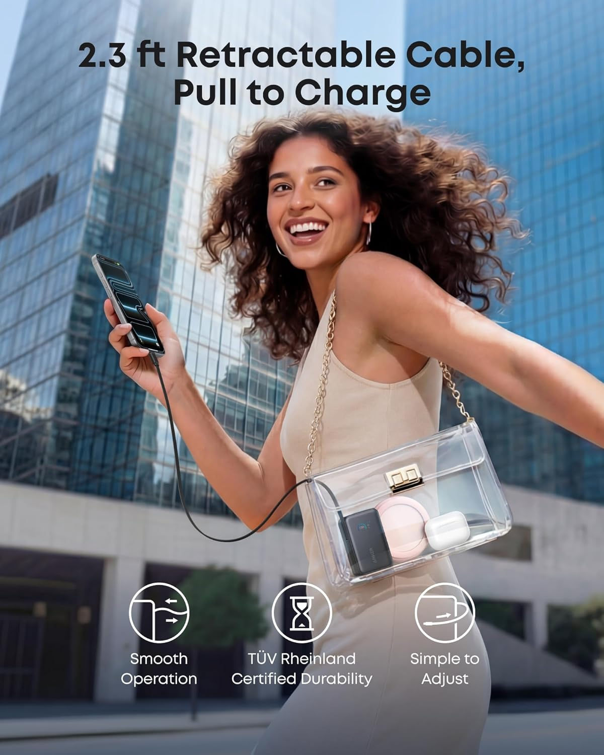 Anker Nano Power Bank, 10,000Mah Portable Charger with 2.3 Ft Instacord Retractable Cable, 45W Max Compact Battery Pack, Smart Display, for Iphone 17 Series, Ipad, Galaxy, Pixel, and More image number 4