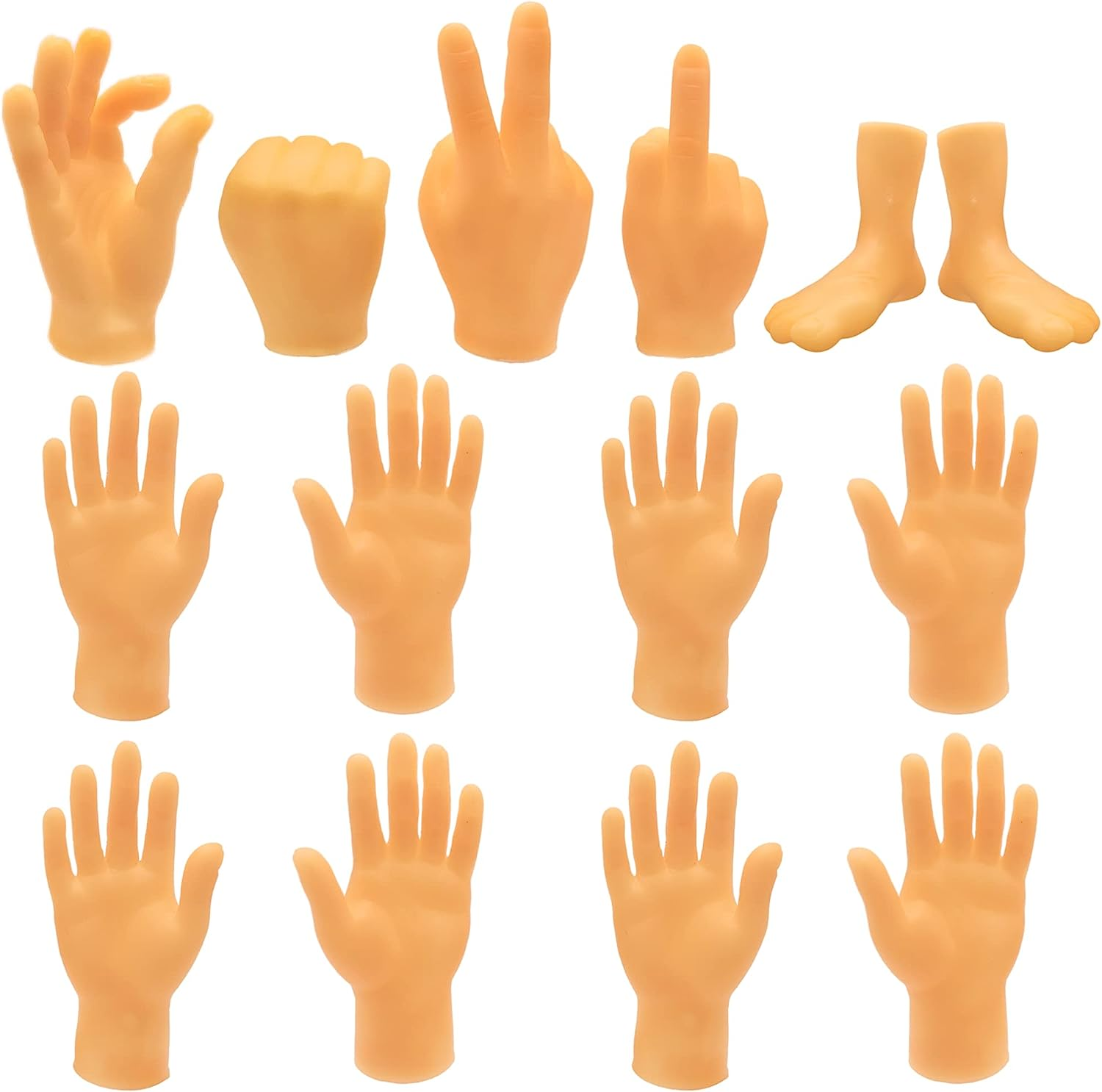 14 Pack Tiny Finger Hands,Little Rubber Finger Hand,Flat Hand Style Mini Realistic Hand for Puppet Show,Party Favors,Games,Gag Performance,Kids image number 3