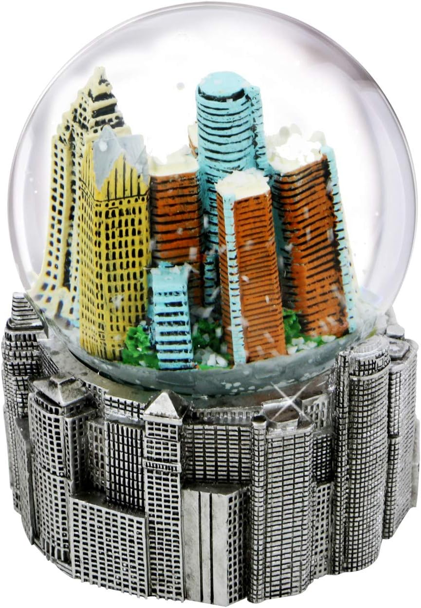 Detroit Snow Globe with Skyline and Silver Base 3.5 (65Mm Glass Globe) from Detroit Snow Globes Collection