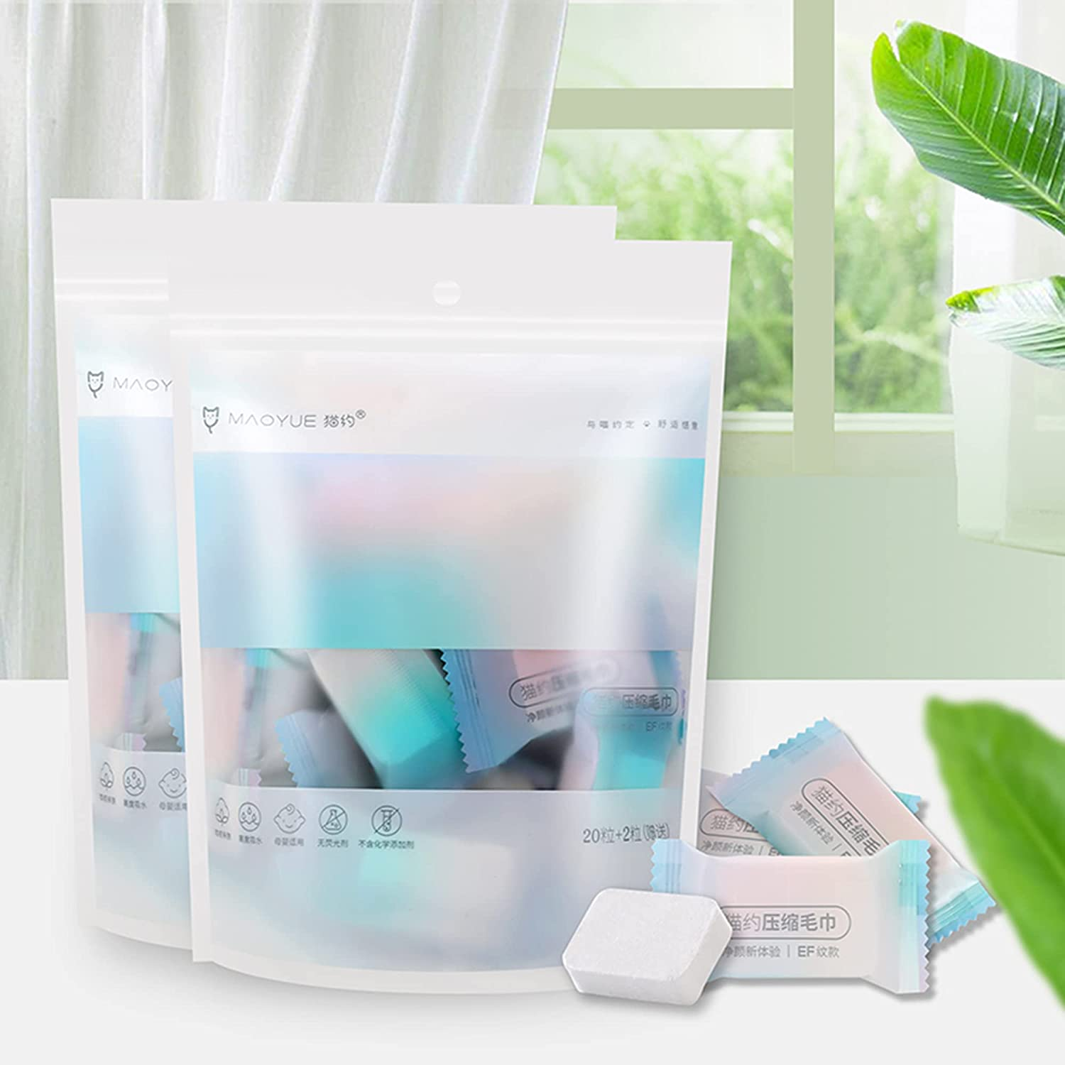 ERHAOG Travel Towel - Compressed Towel Tablets 40 * 25 Cm - 22 PCS Disposable Face Towel & Camping Towel - Coin Tissues Expands in Water - Magic Washcloths Candy Package for Kitchen Hiking Sport image number 3