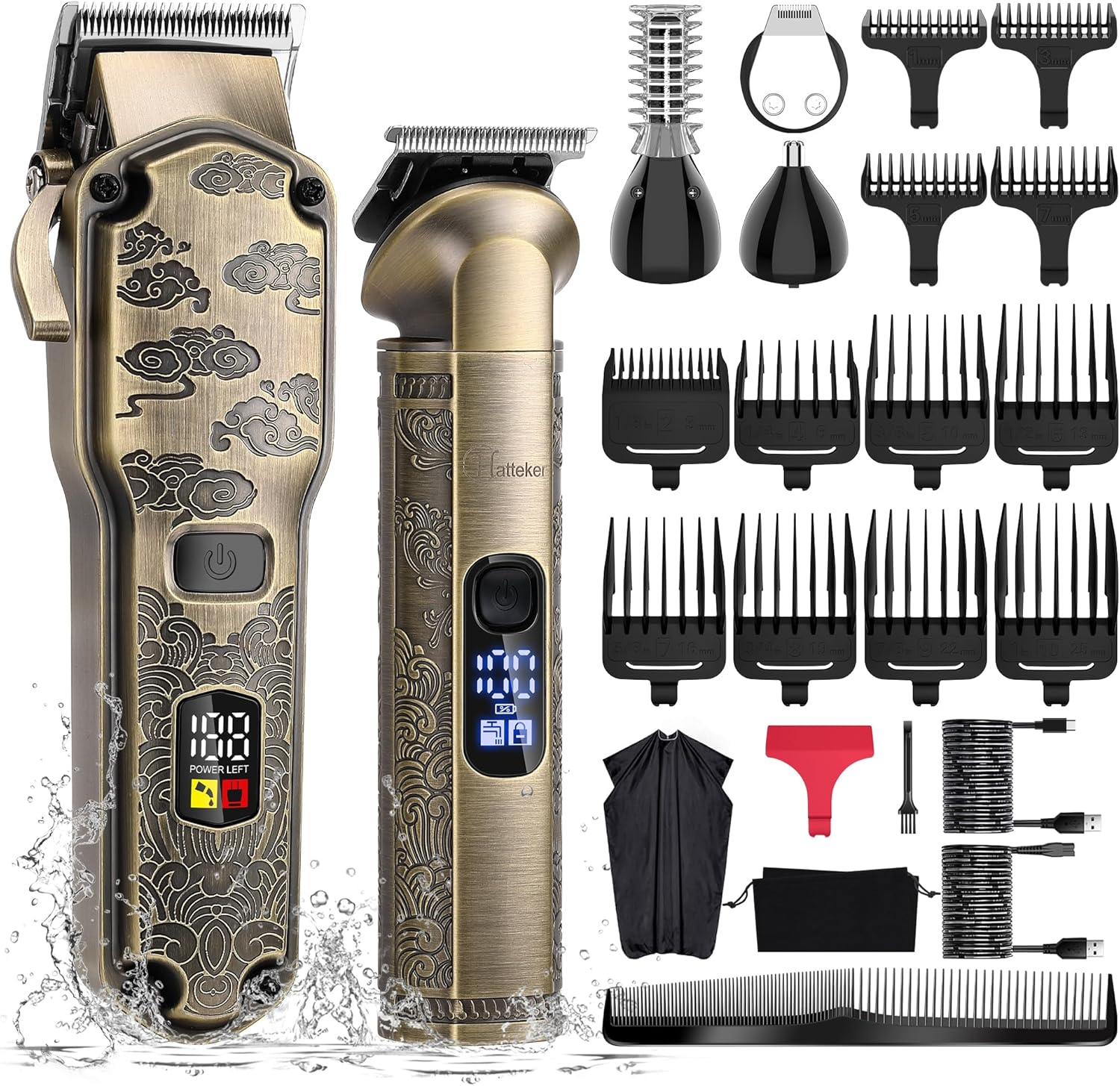 Hatteker Hair Trimmer for Men, Hair Trimmer, Beard Trimmer, Electric Shaver, Waterproof, Nose, Body, Hairdressing Trimmer, Clippers Kit image number 3