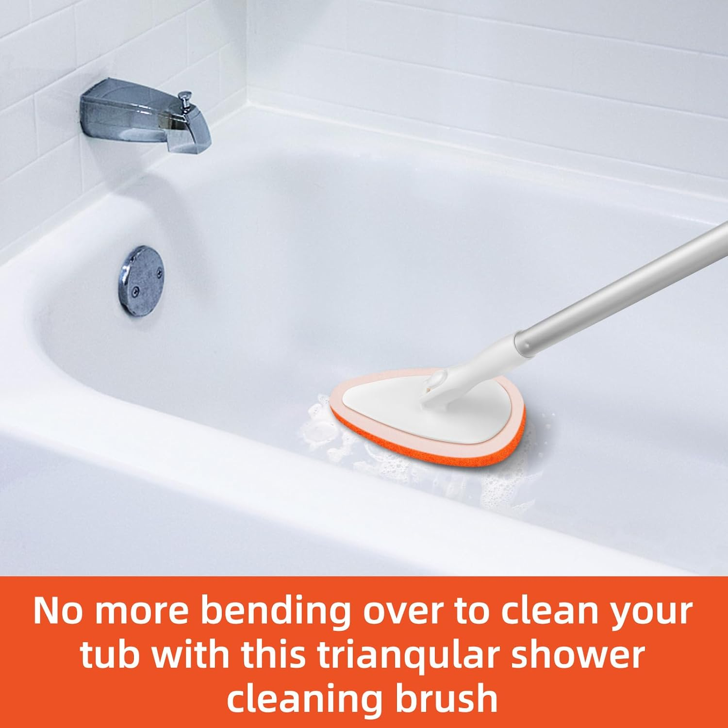 Qaestfy Shower Bathtub Tub Tile Scrubber Cleaning Brush with 51'' Handle, 5 Non-Scratch Scouring Pads, Adjustable Long Handled Scrub Brush for Cleaning Shower Bathroom Vessel Sinks Wall Floor, QAE027 image number 6