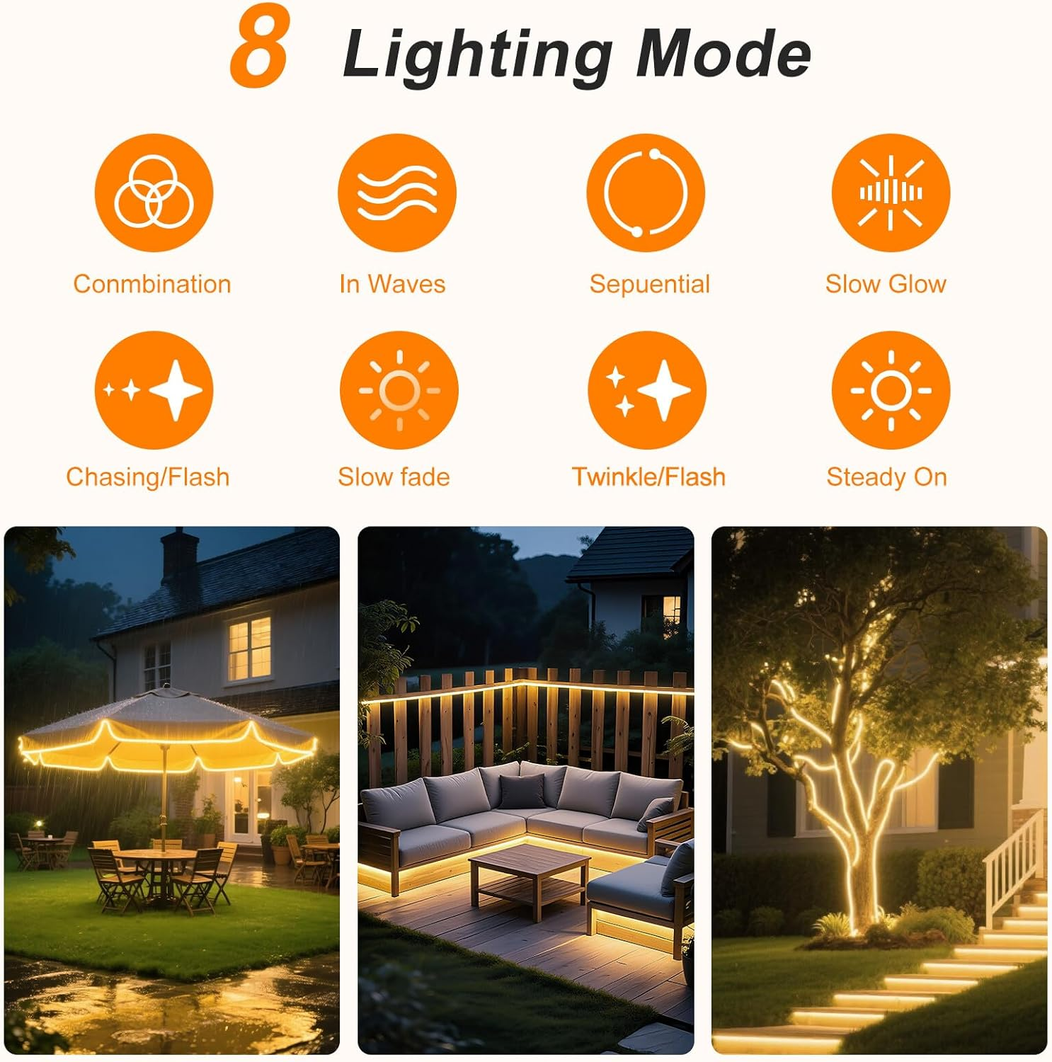 XUNATA 24V Solar/Usb COB Neon Flex Light - IP68 Waterproof 2835 SMD 120Leds/M LED Strip, Indoor/Outdoor Use (Cold White,2M) image number 2