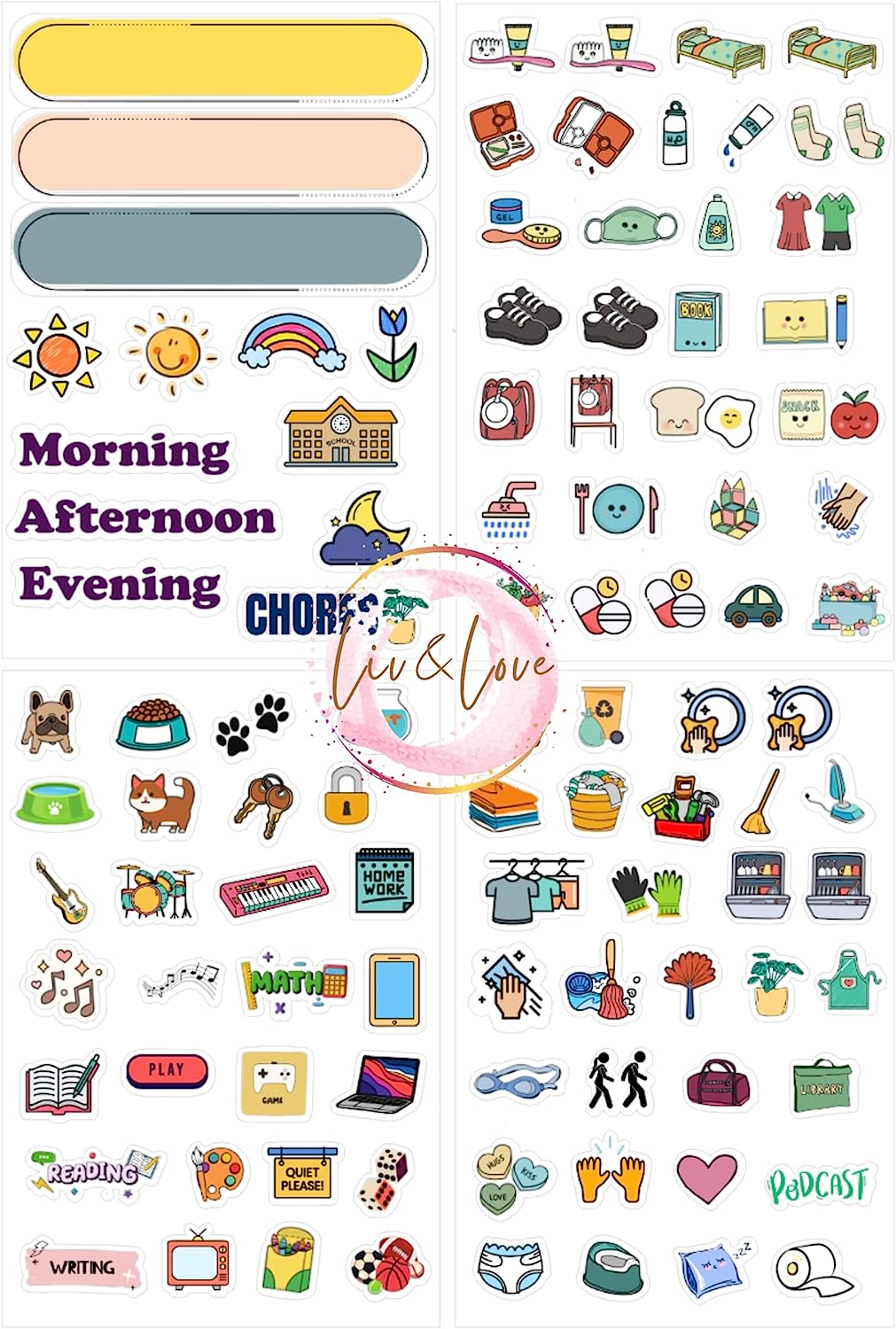 LIV&LOVE Routine Chore Chart for Kids, Children, Toddlers, ADHD, Elderly. Organise Family To-Do List, Montessori Independent Helper, Visual Charts (3 Pack White) image number 5