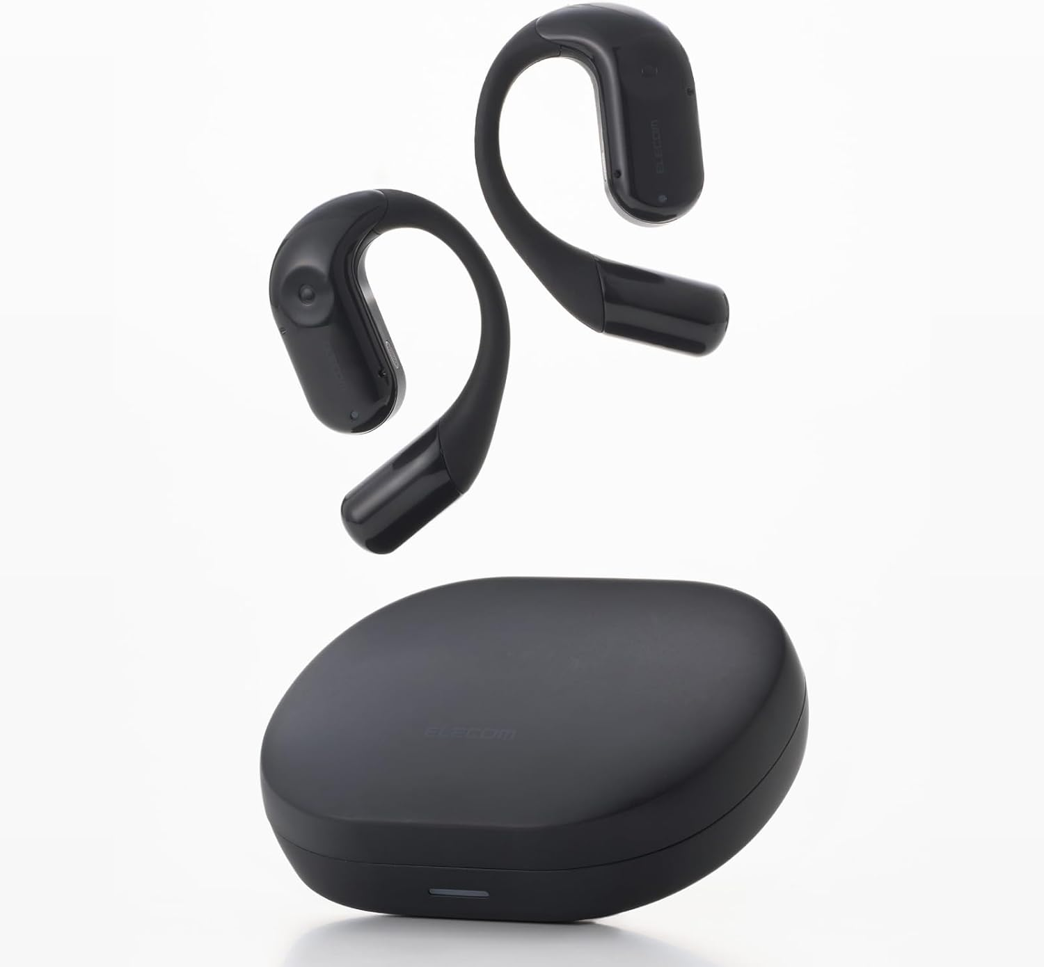 Elecom LBT-OWS02ECMWH Open-Ear Earbuds, Bluetooth 5.4, Wireless Headphones, No Blockage, over Ear Type, Built-In Mic, up to 7 Hours of Playtime, IPX5 Waterproof Design, Touch Sensor, Moon White