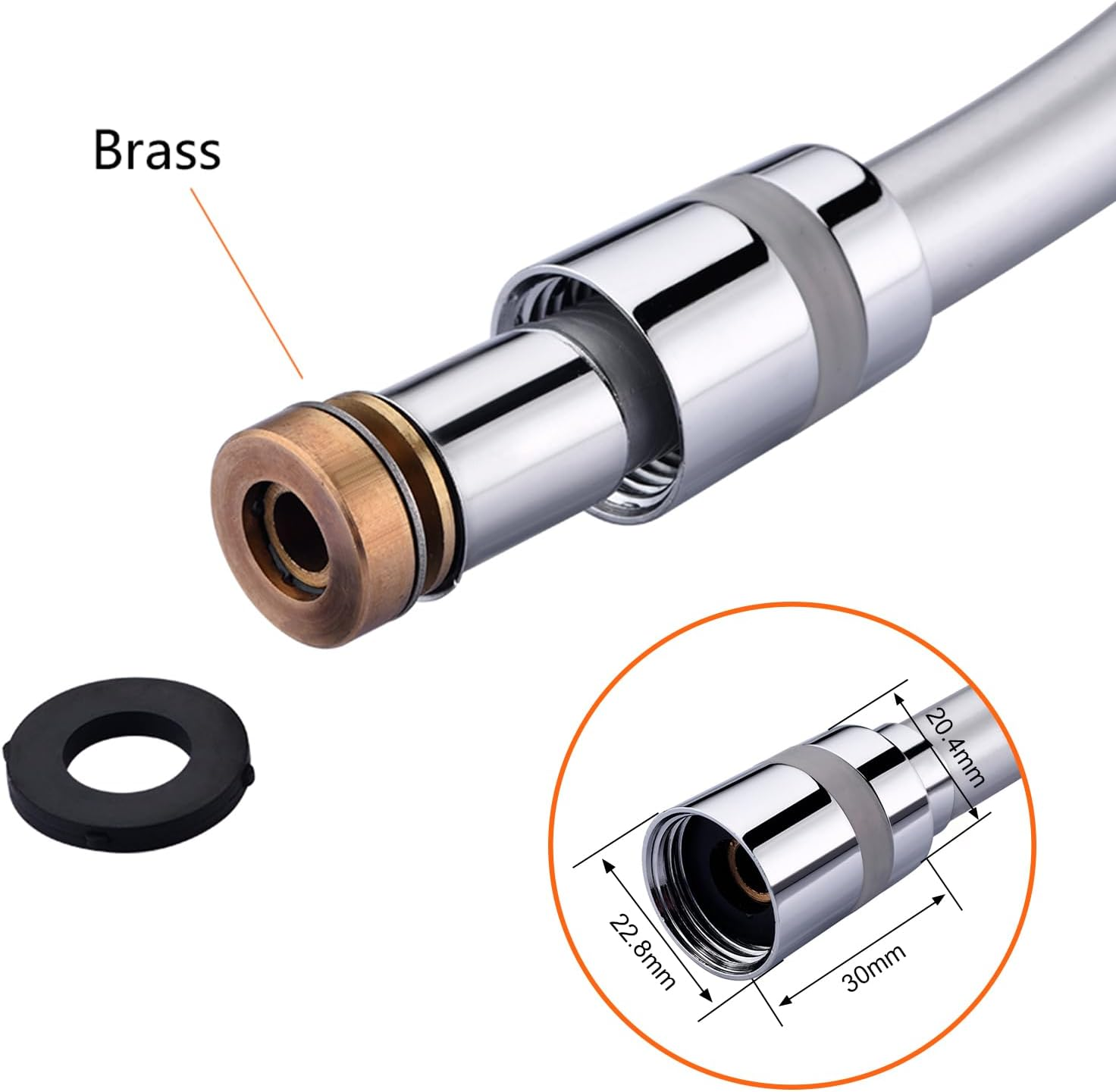 GRIFEMA COMPLENTOS-G852 Shower Hose, Corrosion Protection and Twist-Proof with Anti-Kink Protection in PVC Look (150 Cm) Extremely Flexible Shower Hose, Silver image number 5