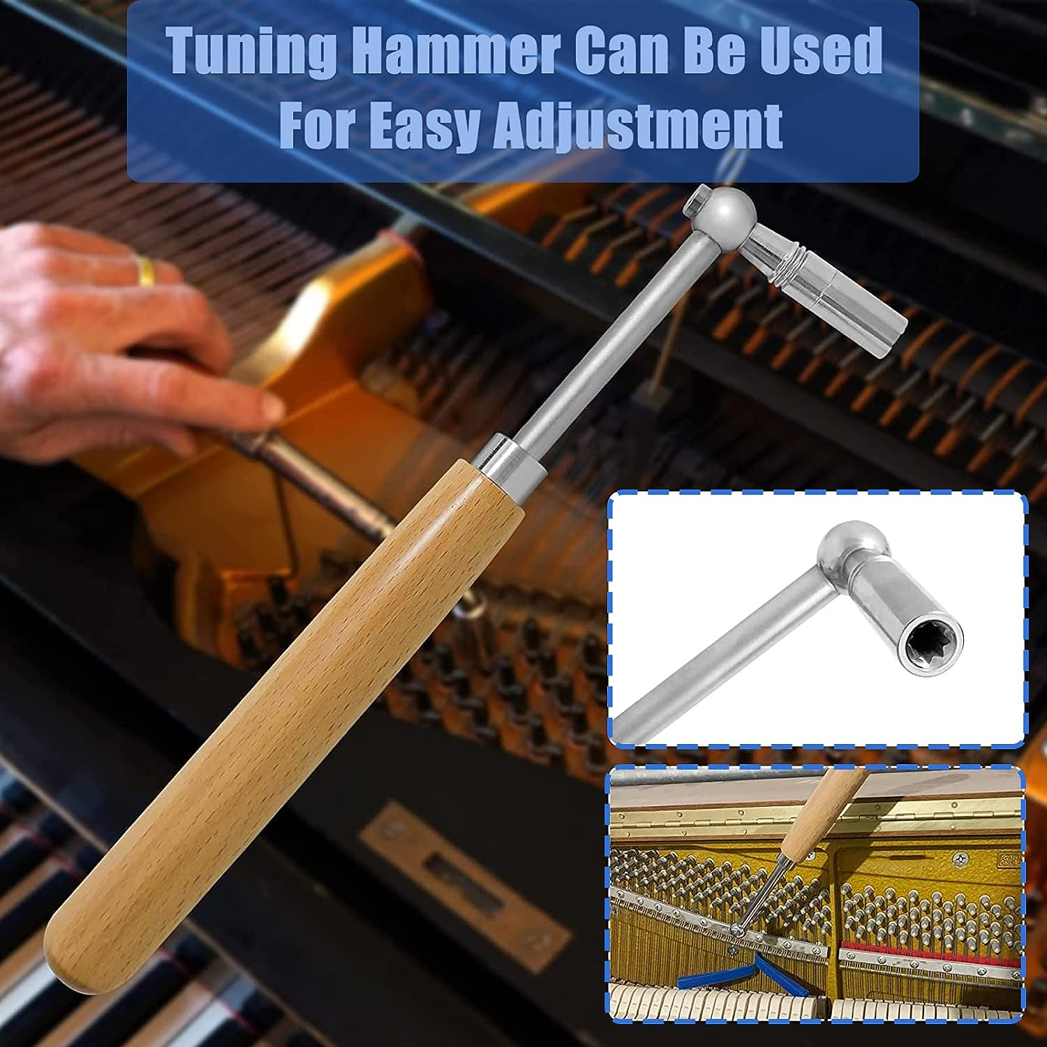 8PCS Piano Tuning Mute Kit - Upgraded Professional Piano Tuning Kit Tuning Wrench Hammer Temperament Strip Mute Piano Tuning Tool Kit DIY Piano Fixing Set for Piano Tuner, Tuning Beginner image number 6