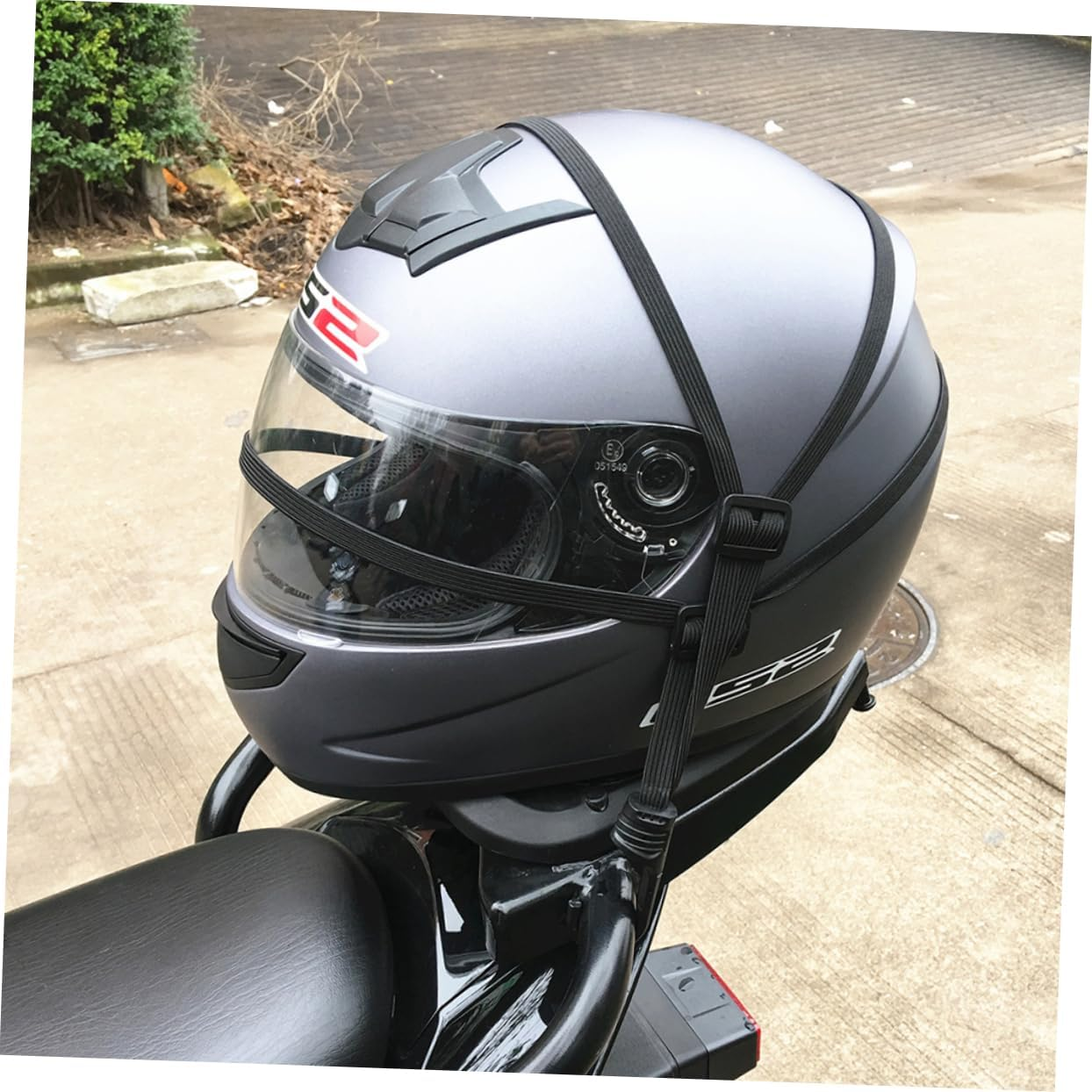 Mobestech 2 Hooks Motorcycles Luggage Strap 2 Helmet Luggage Elastic Rope Luggage Straps Motorcycle Helmet Rope Fuel Luggage Net Elastic Net Belt European and Helmet Rack image number 6