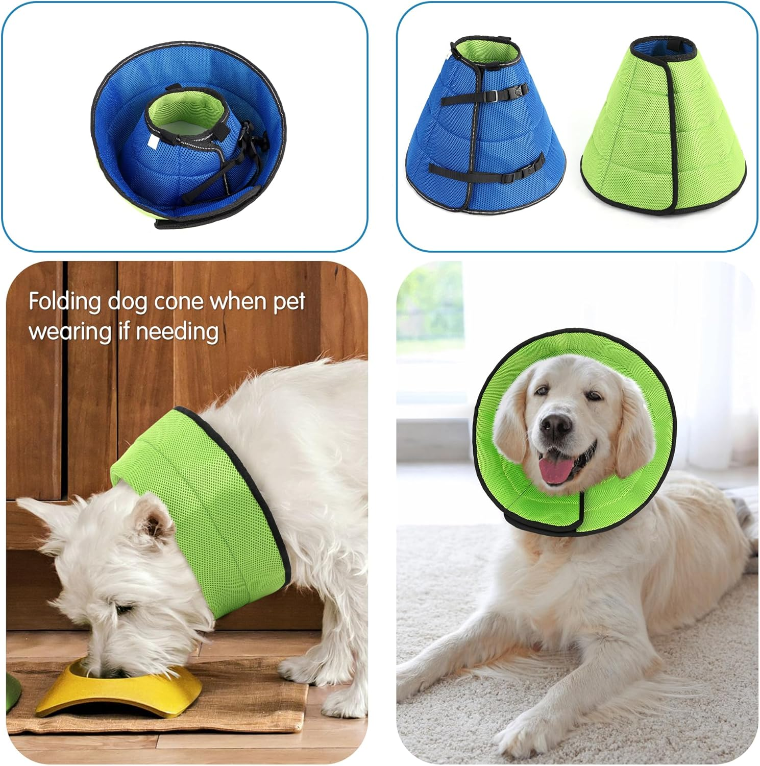 Collar for Dog, Recovery Elizabethan Collar for Pets, Dog Cone, Soft Pet Recovery Collar, Adjustable Collar Cone after Surgery and Injuries (Blue, L) image number 1