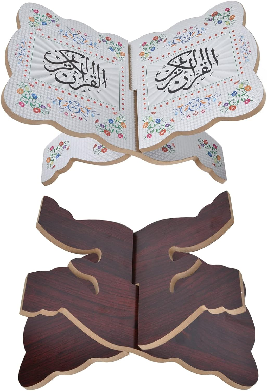 Book Stand, Wooden Foldable Quran Holder Quran Koran Holy Book Stand Holder, Muslim Arabic Calligraphy Bible Magazine Cookbook Display Holder Rack Quran Book Holder Stand for Reading(#2) image number 3