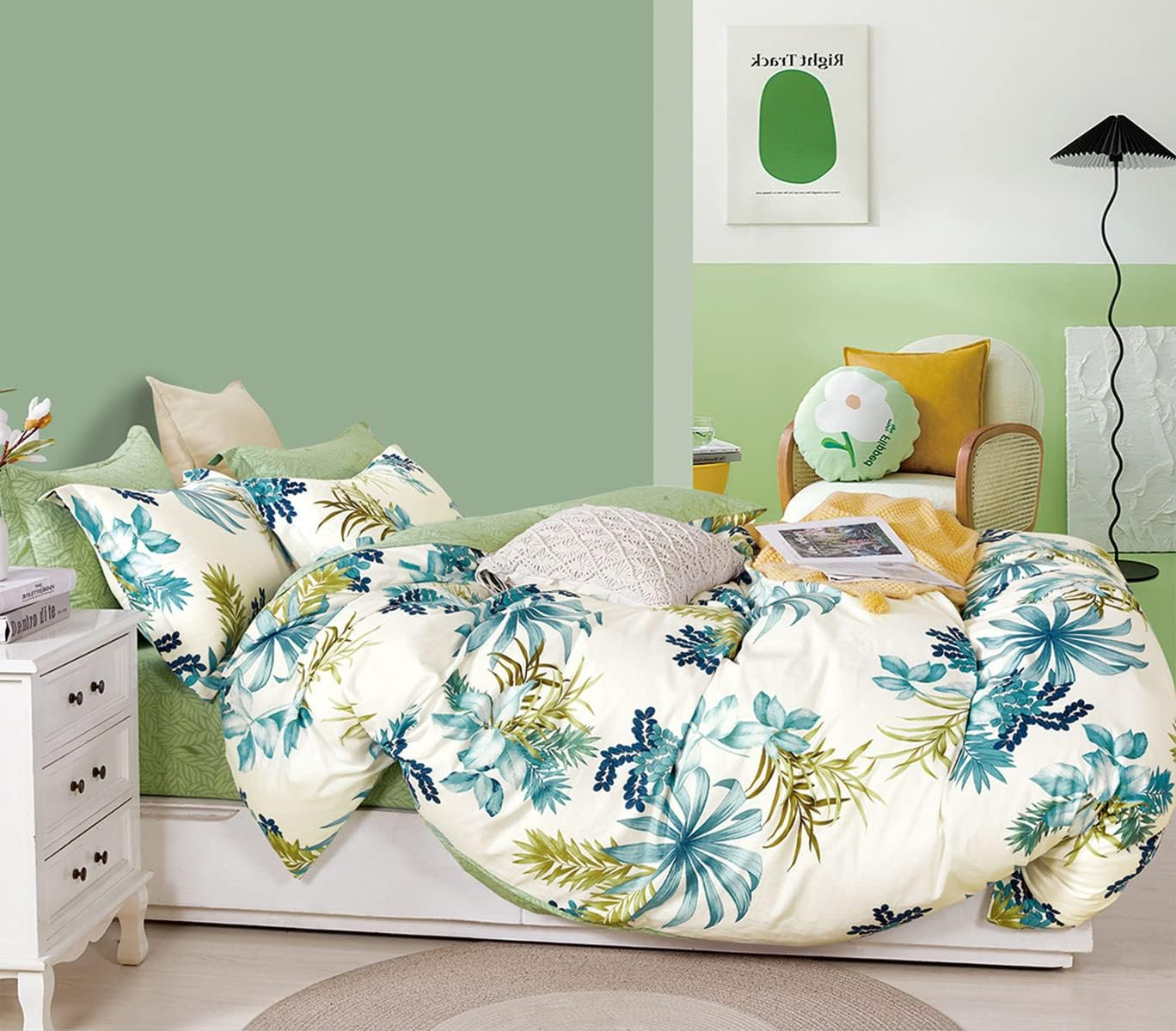 Luxton Blue Paisley Quilt Cover Set 100% Cotton Single 2Pcs Paisley Doona Cover Set (Single Size)