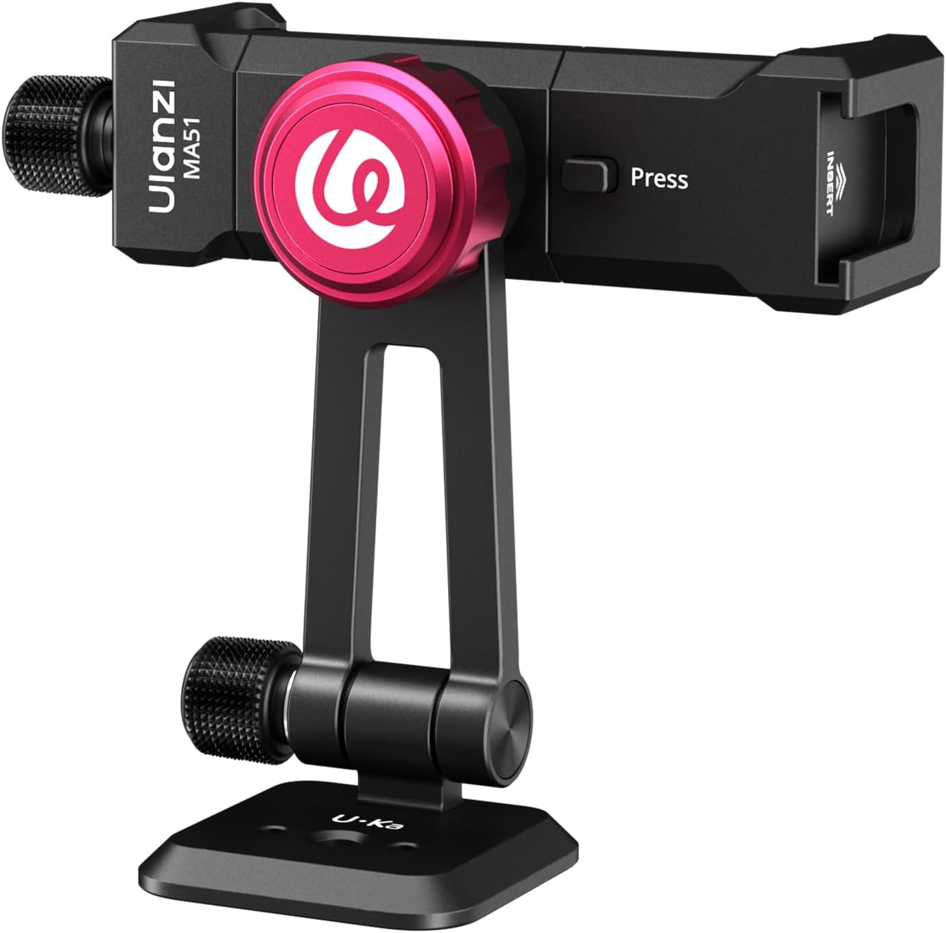 ULANZI MA51 Metal Phone Tripod Mount, Phone Clamp with Arca UKA Base, Cold Shoe, ARRI Locating Holes, 360&deg; Swivel 180&deg; Tilt, Cell Phone Holder Compatible with Iphone Samsung Galaxy and All Phones image number 5