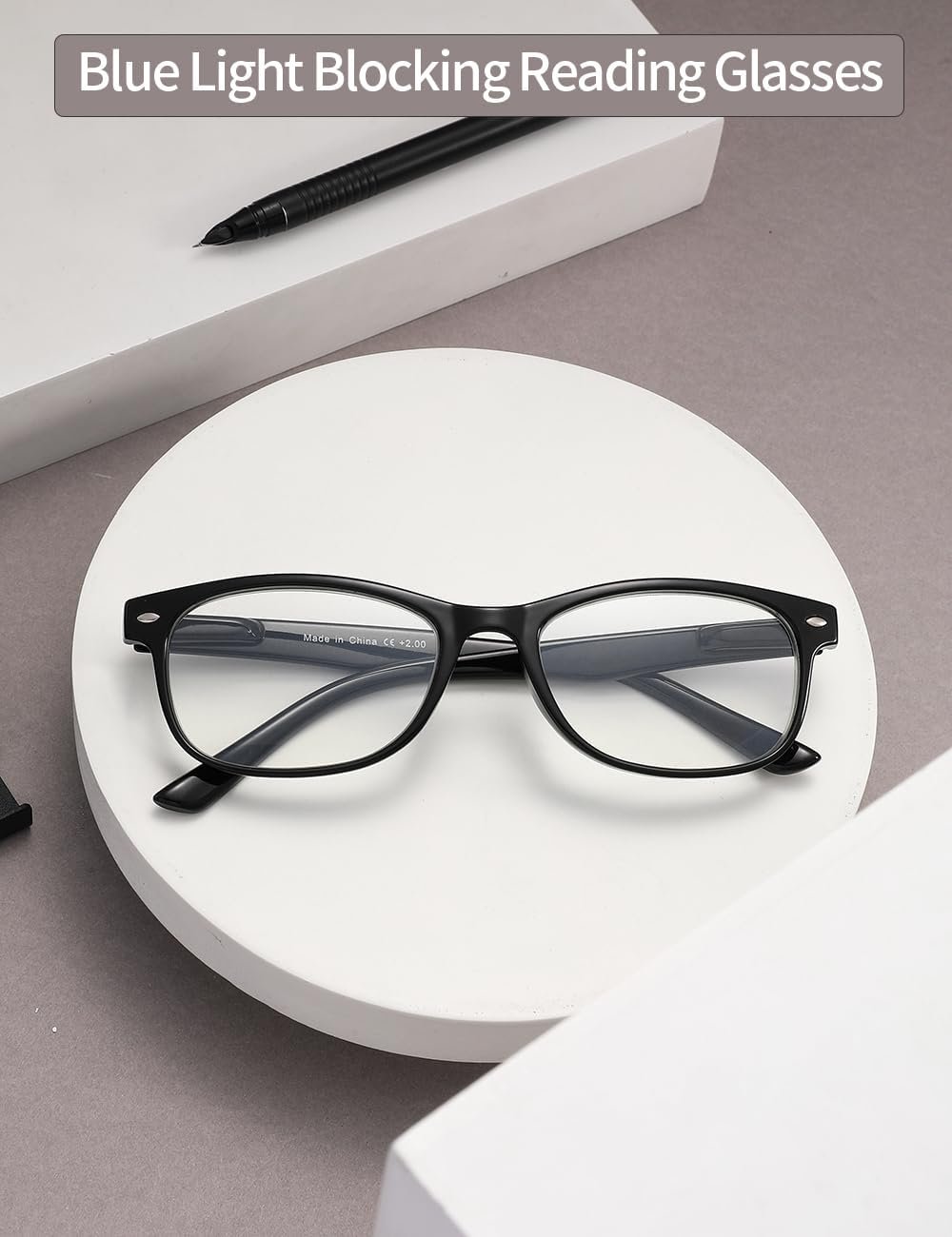 LANLANG Reading Glasses for Women Men, Blue Light Blocking Glasses, Spring Hinge, anti Eyestrain, Black L-L001