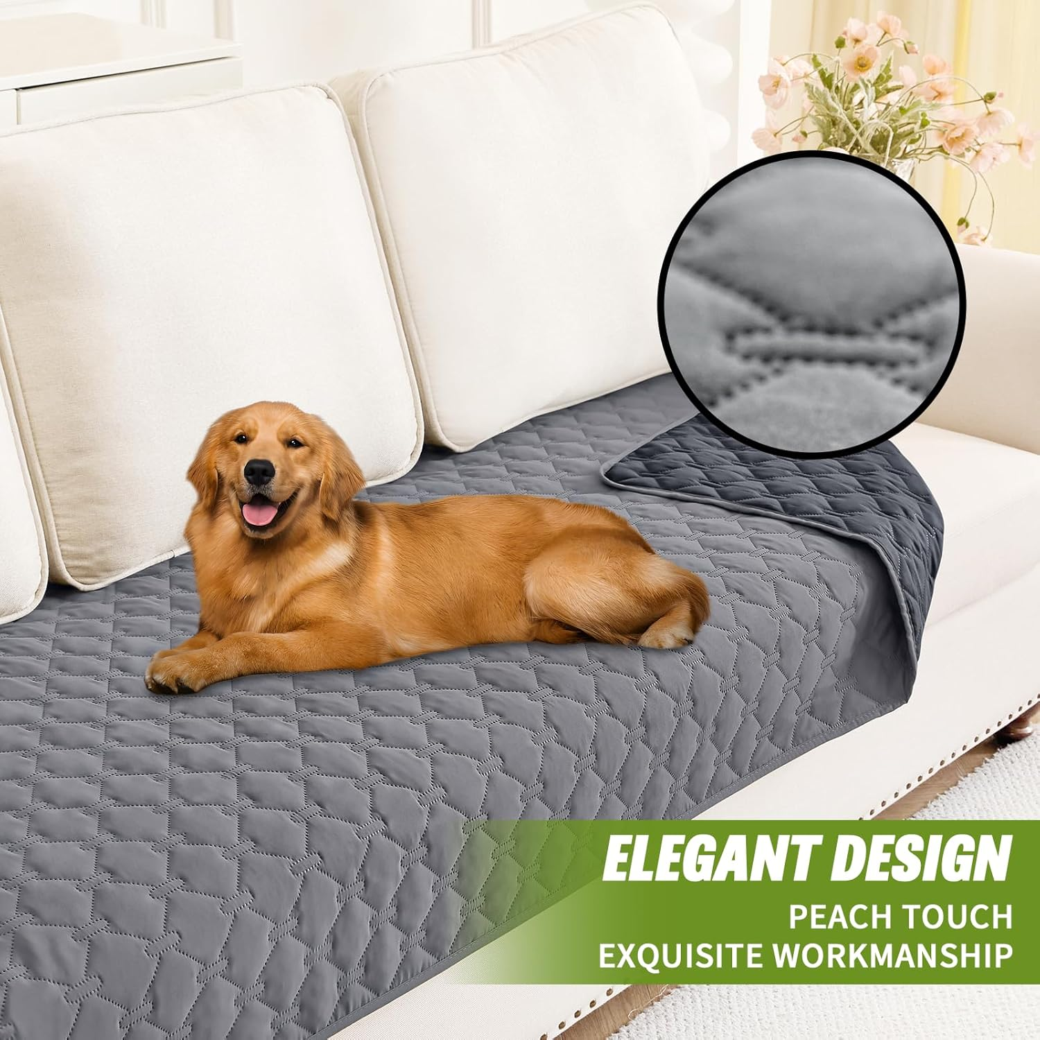 Waterproof Dog Bed Cover, Soft Reversible Pet Blanket, Washable Leakproof Dog Cat Couch Cover for Sofa Chair Recliner Furniture Protector (Grey, 130&times;200Cm/52&times;82") image number 1