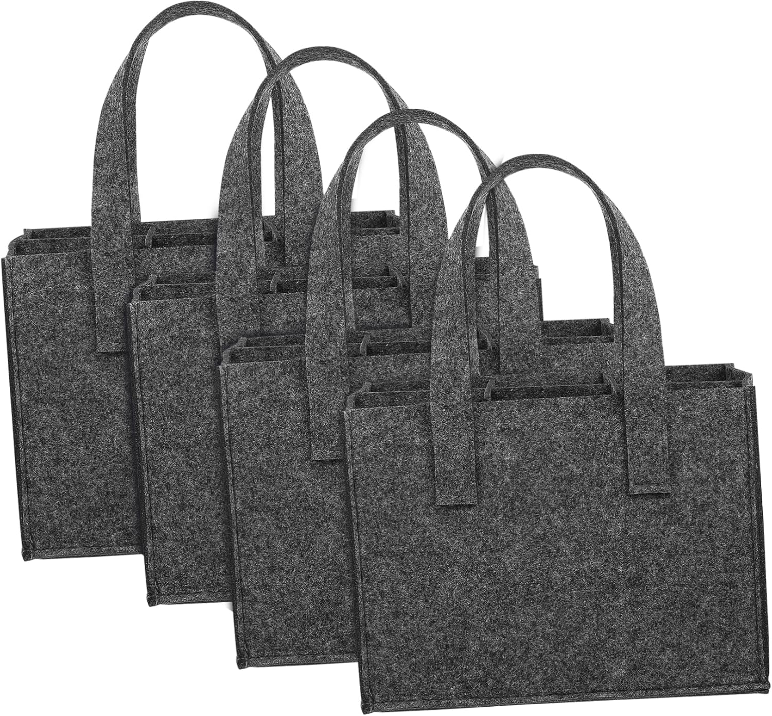 Gogogmee Bottle Tote Bag for 6 Bottles 4Pcs Thick Felt Wine Carrier with Divider Handbag Portable Wine Storage Bag for Travel Camping Picnic image number 1