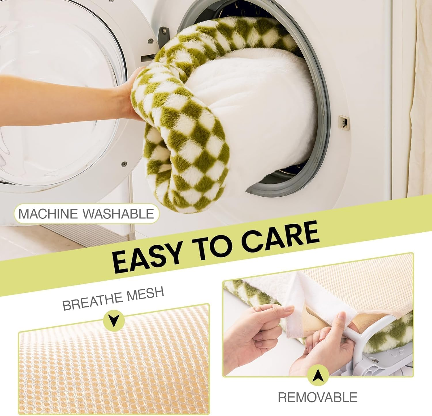 EDAGNY Stylish Cat Hammock Window Foldable - Plush Cat Window Lounger with Removable Thick Cover, Sturdy Steel Frame up to 18 Kg, Green M image number 1