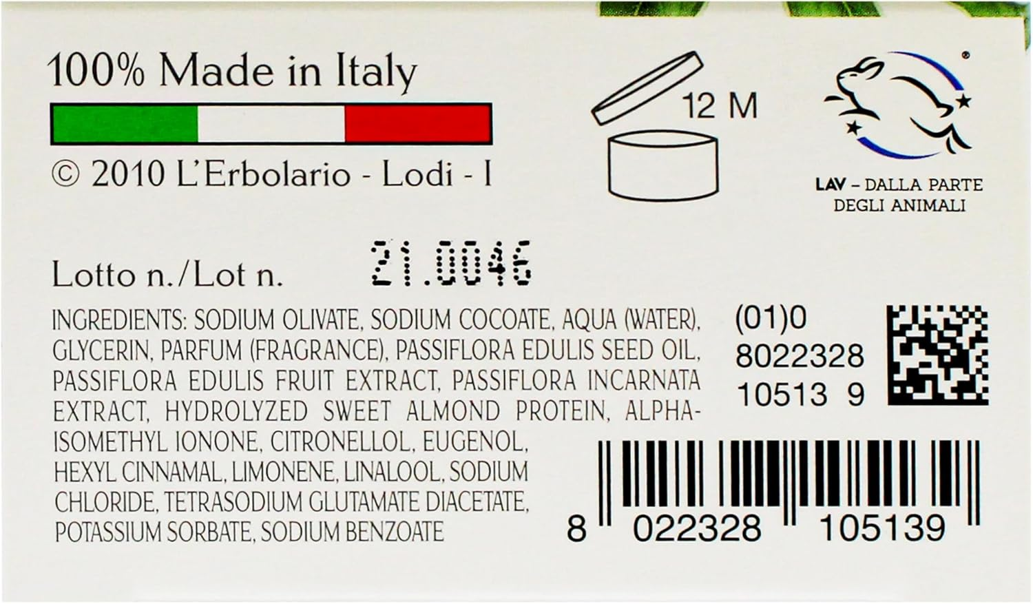 Frutto Della Passione (Passion Fruit) Soap Bar by L'Erbolario Lodi image number 2