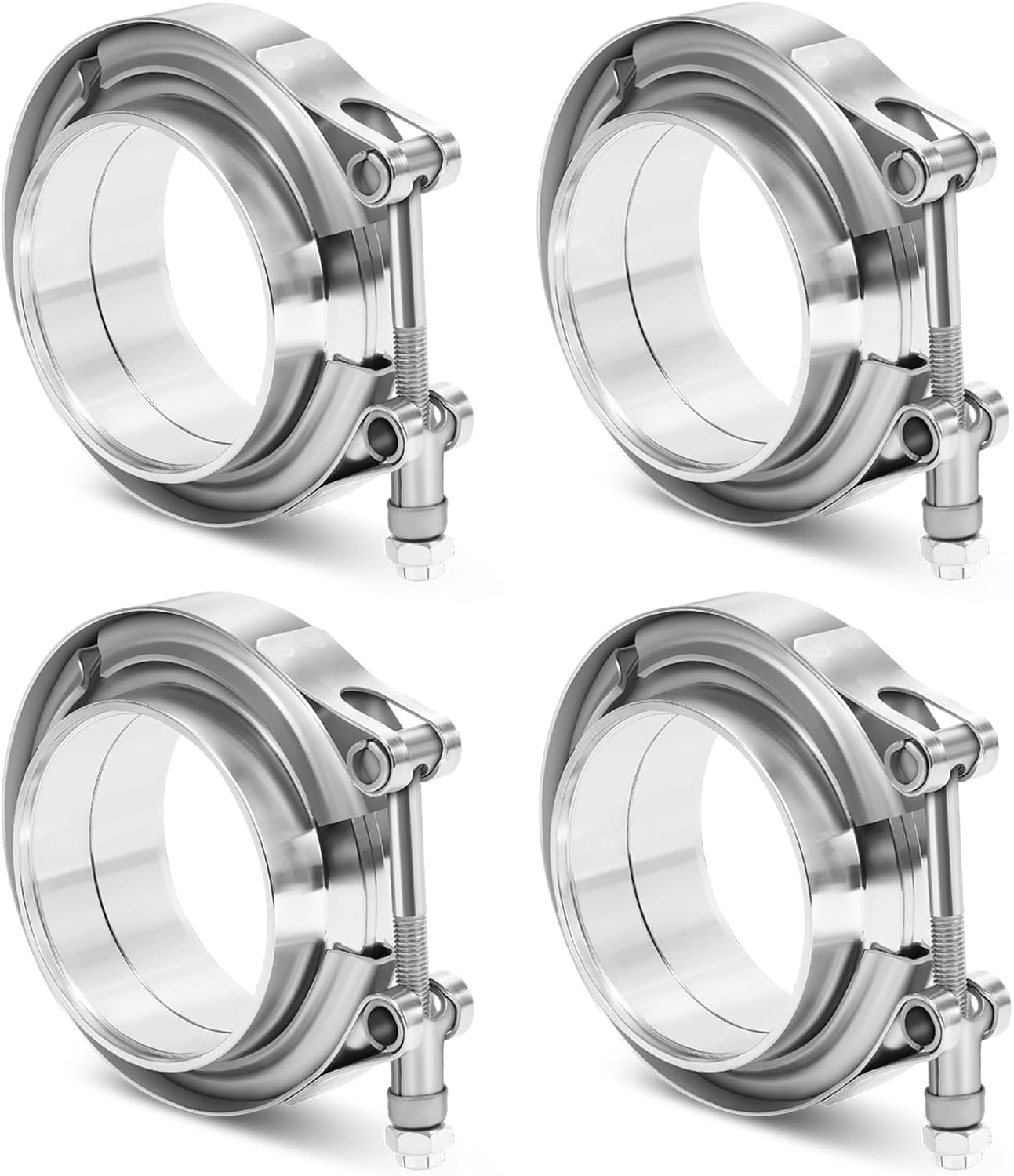 2.5 Inch V Band Exhaust Clamp with Flange Male Female Stainless Steel for Turbocharger, Exhausts, Mufflers, Downpipe 4PCS image number 2