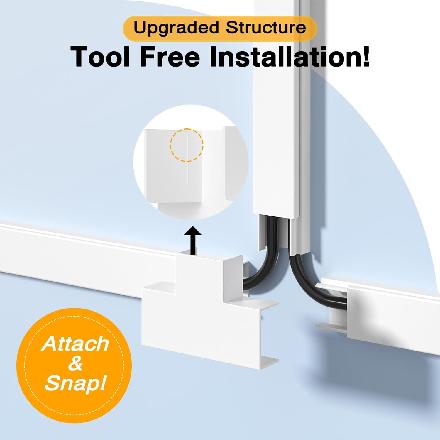 Delamu Cord Hider, 157In Wire Covers for Cords on Wall, Premium Cable Hider Cord Covers for Wires, Cable Management Wire Hiders for TV, Cable Raceway Kit, 10X L15.7X W0.95X H0.55In, White image number 1