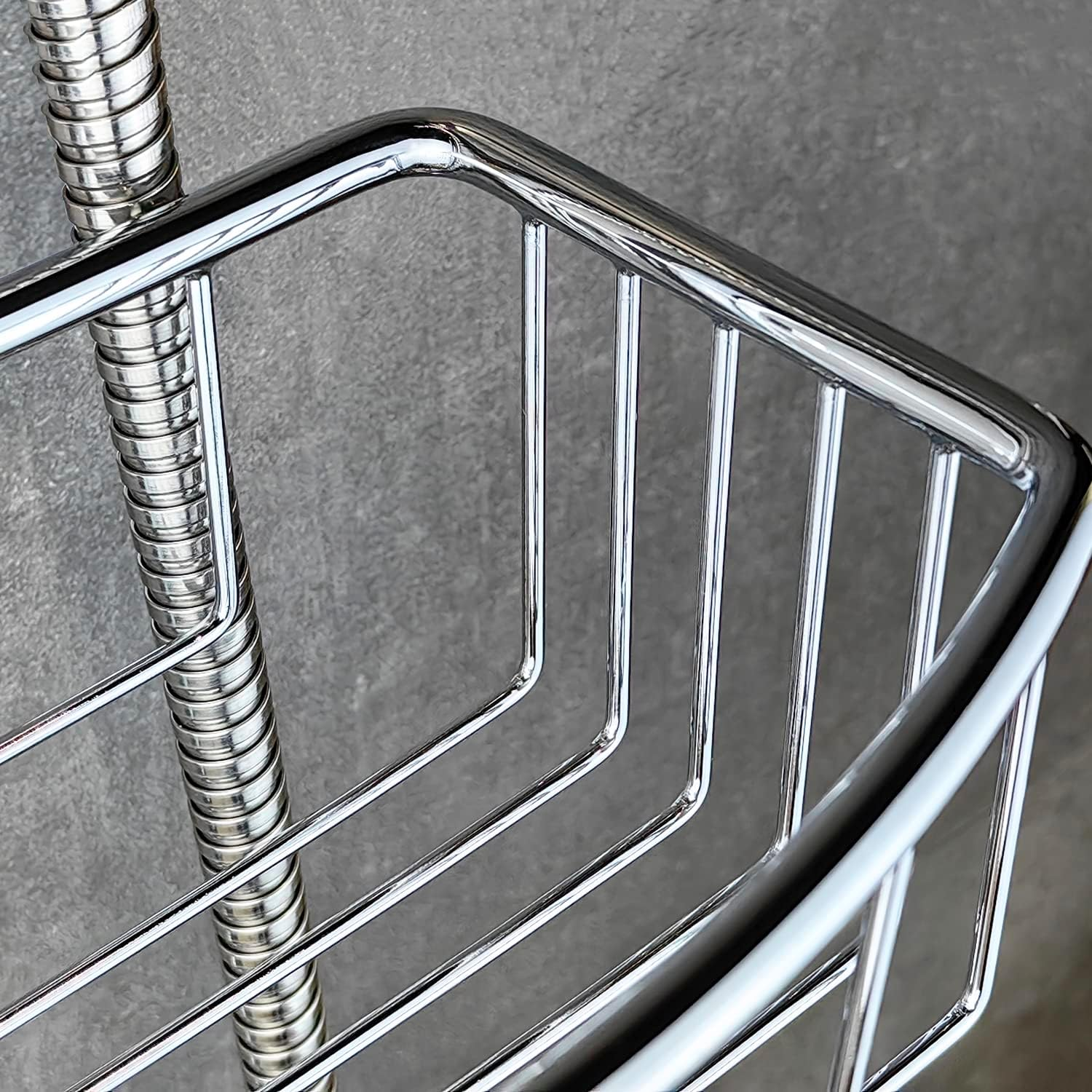 Frafuo Shower Pole Caddy for Shower-6 Size Riser Ring NO Drilling Tension Shower Caddy Basket for Bathroom-Sus 304 Chrome Shower Caddy-Small Shower Caddy Pole with Luxury Standard