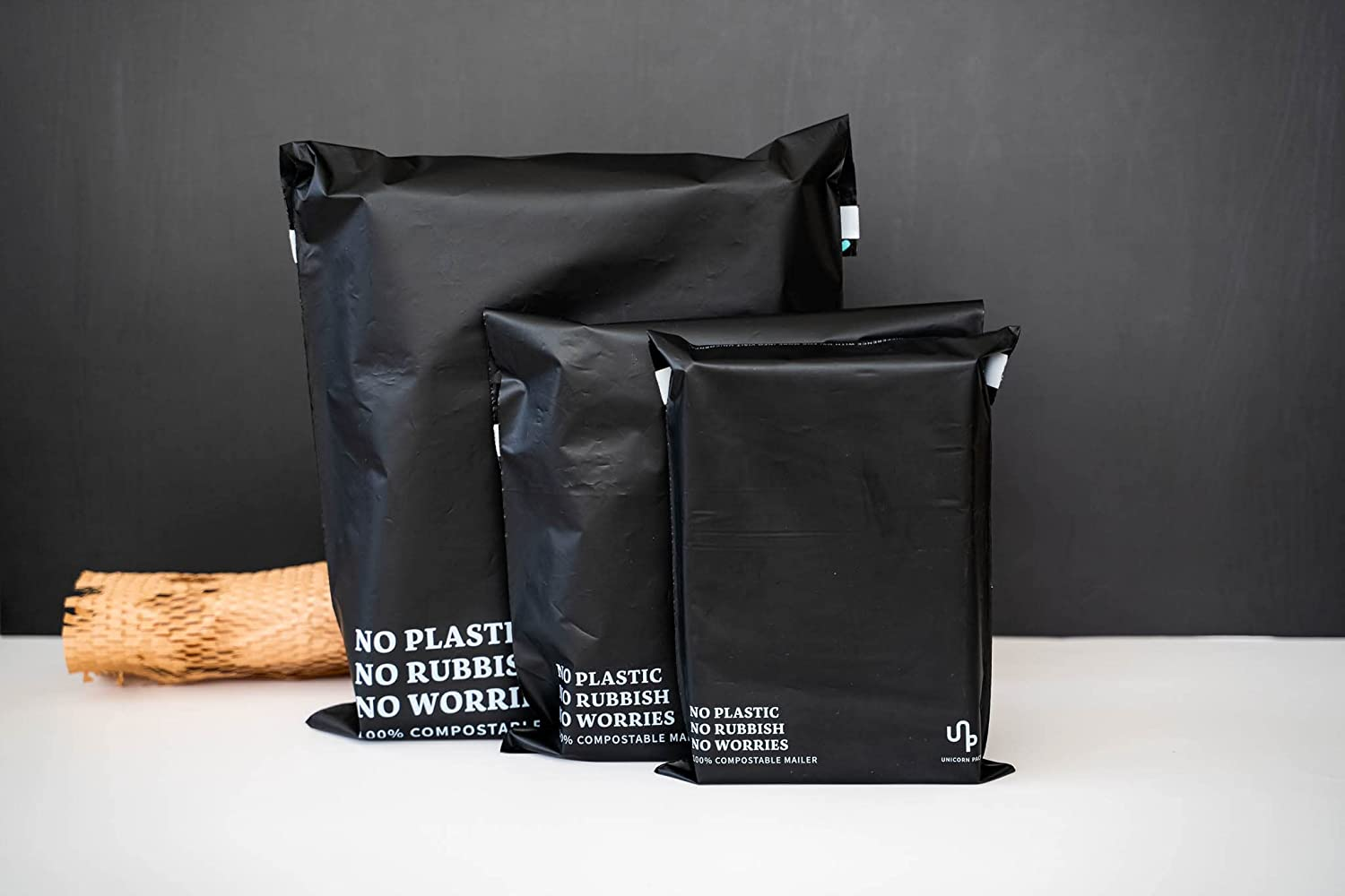100% Compostable Mailer Biodegradable Satchel Post Packaging Black XS,S,M,L 100PP (Medium 31*39.5CM) image number 4
