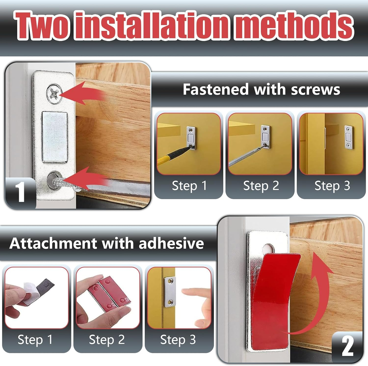 Magnetic Door Catch, Cabinet Magnetic Catch 6 Pack, Magnetic Door Closures for Cupboard, Kitchen, Closet, Closer, Sliding, Doors, Windows, Drawer image number 1