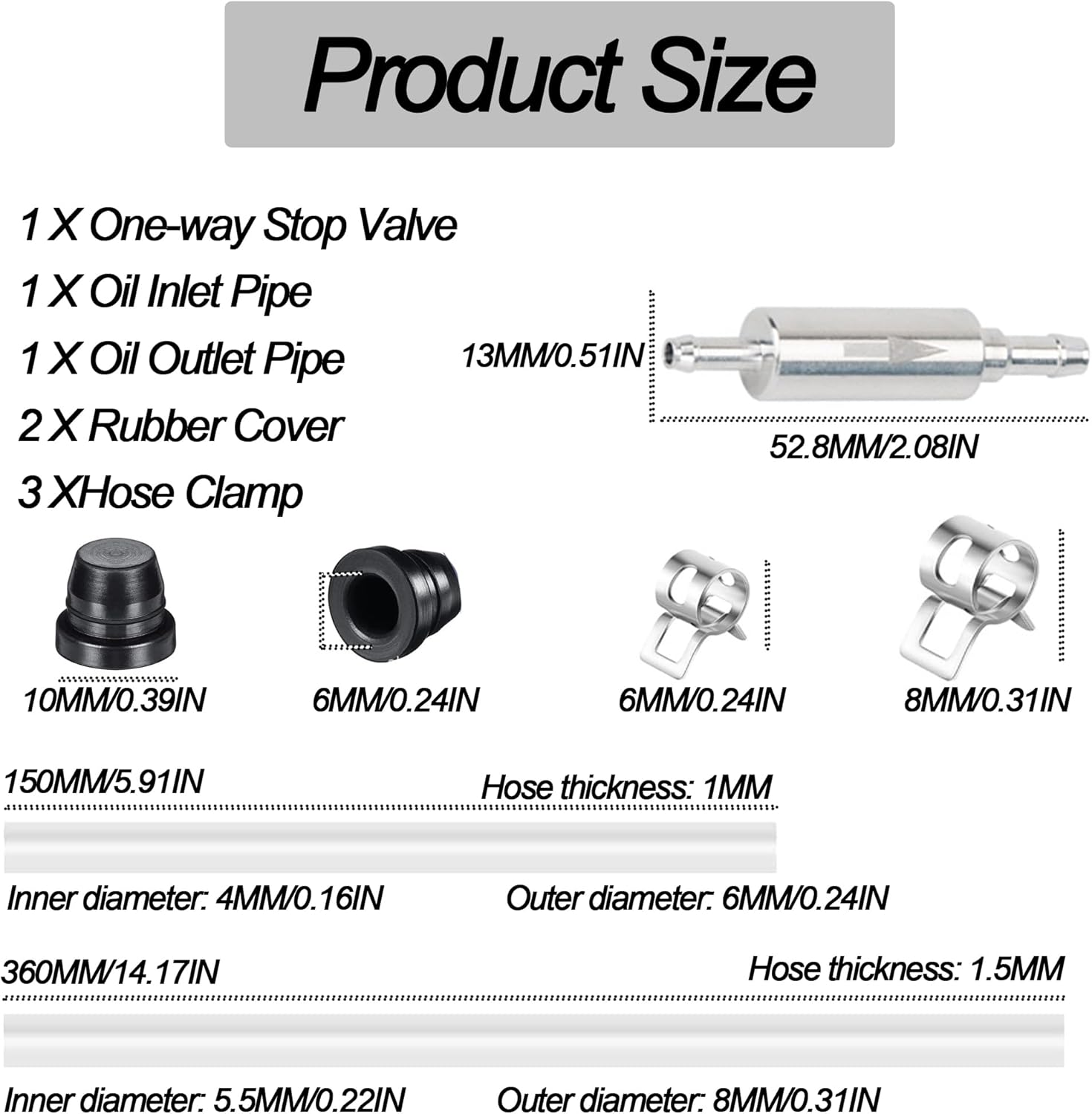 Bestek Brake Bleeding Kit,Motorcycle Brake Bleeder Hose,Aluminum Body One Way Check Valve Tube Bleeding Tool for Car Motorcycle Clutch image number 2