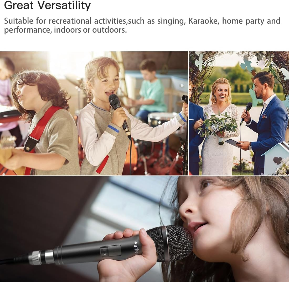 Fifine Karaoke Microphone, Dynamic Vocal Microphone for Speaker, 6.35MM Wired Handheld Mic with on and off Switch And14.8Ft Detachable Cable-K6 image number 2