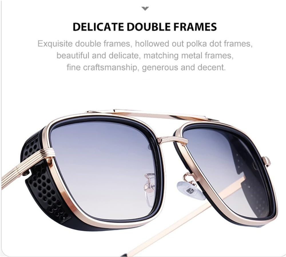 Retro Men'S Steam Punk Sunglasses Square Metal Eyeglass Frame Outdoor Sports Driving Sun Protection image number 4
