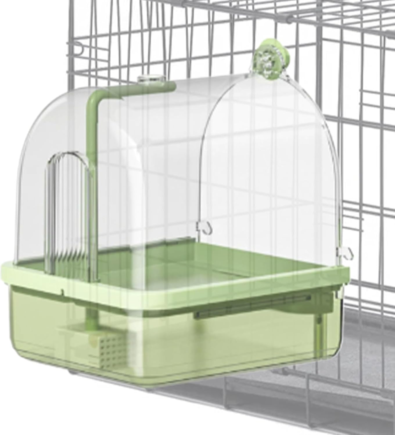 Automatic Bird Baths for Cage 22.5X20X26Cm Parakeet Bath Stand Bathtub with 2 Modes Shower Cage Accessory for Pet Birds Conure Budgies Cockatiels Lovebird