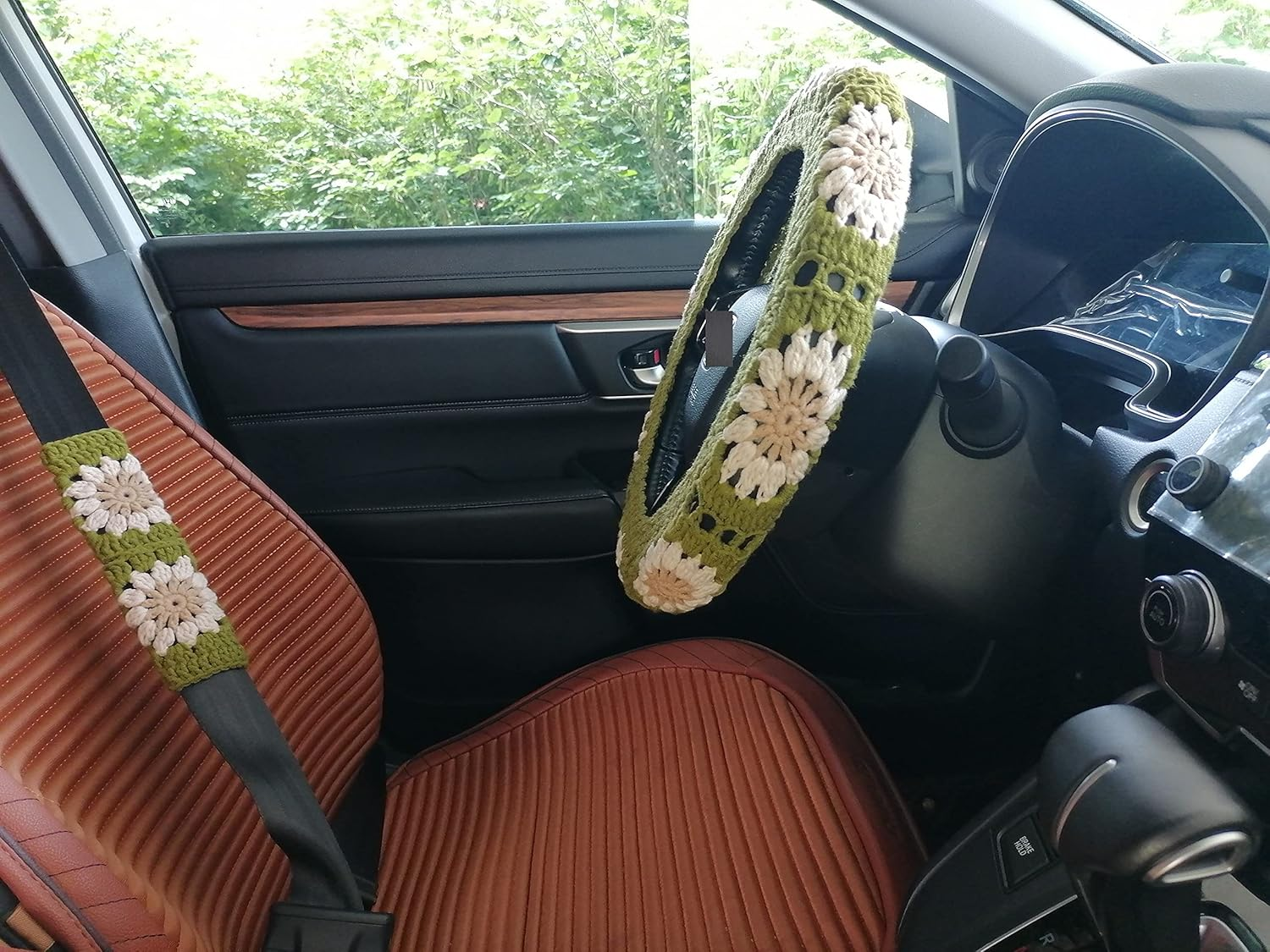 Handmade Crochet Sunflower Crochet Steering Wheel Cover for Women Girl image number 3