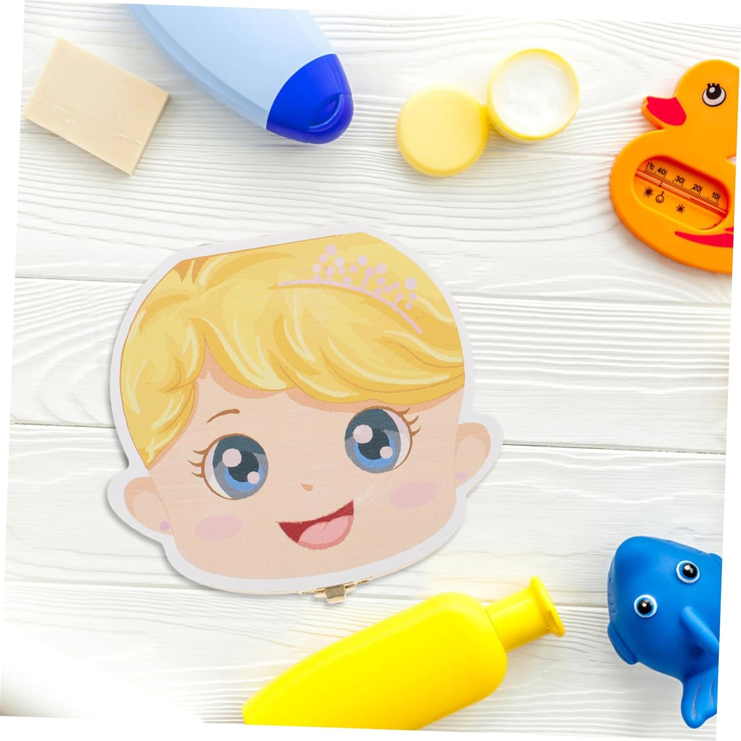 Deciduous Tooth Box Wooden Keepsake Organizer First Tooth Storage Case for Boys and Girls