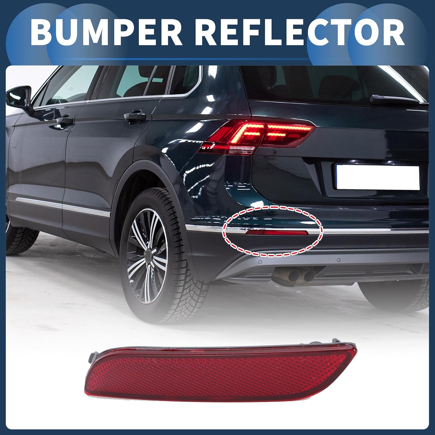 Bumper Reflector Rear Left 6.50"X1.14" Bumper Reflector Side Marker No.8192006060 for Toyota Camry 2019-2024 Plastic Red Durable image number 6