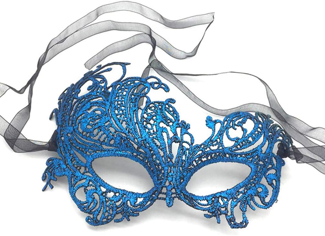 Imapo Masquerade Mask for Women, Mardi Gras Lace Masks, Cosplay Venetian Party Prom Ball Christmas Halloween Eye Lady Masks - Phoenix (Blue) image number 2