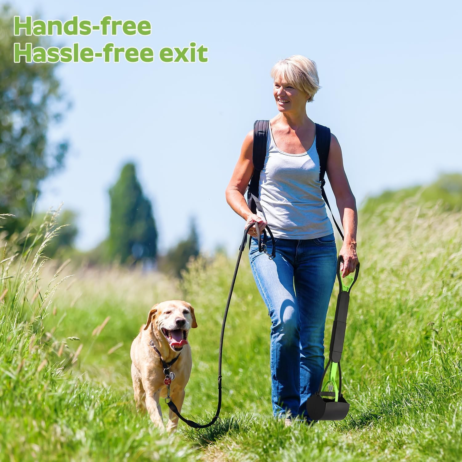 Pet Pooper Scooper, Fecal Cleaner, Non-Breakable Poop Scooper with High Strength Material and Durable Spring for Dogs, Long Handle Design Easy for Pet Waste, Grass and Gravel Pick Up image number 6